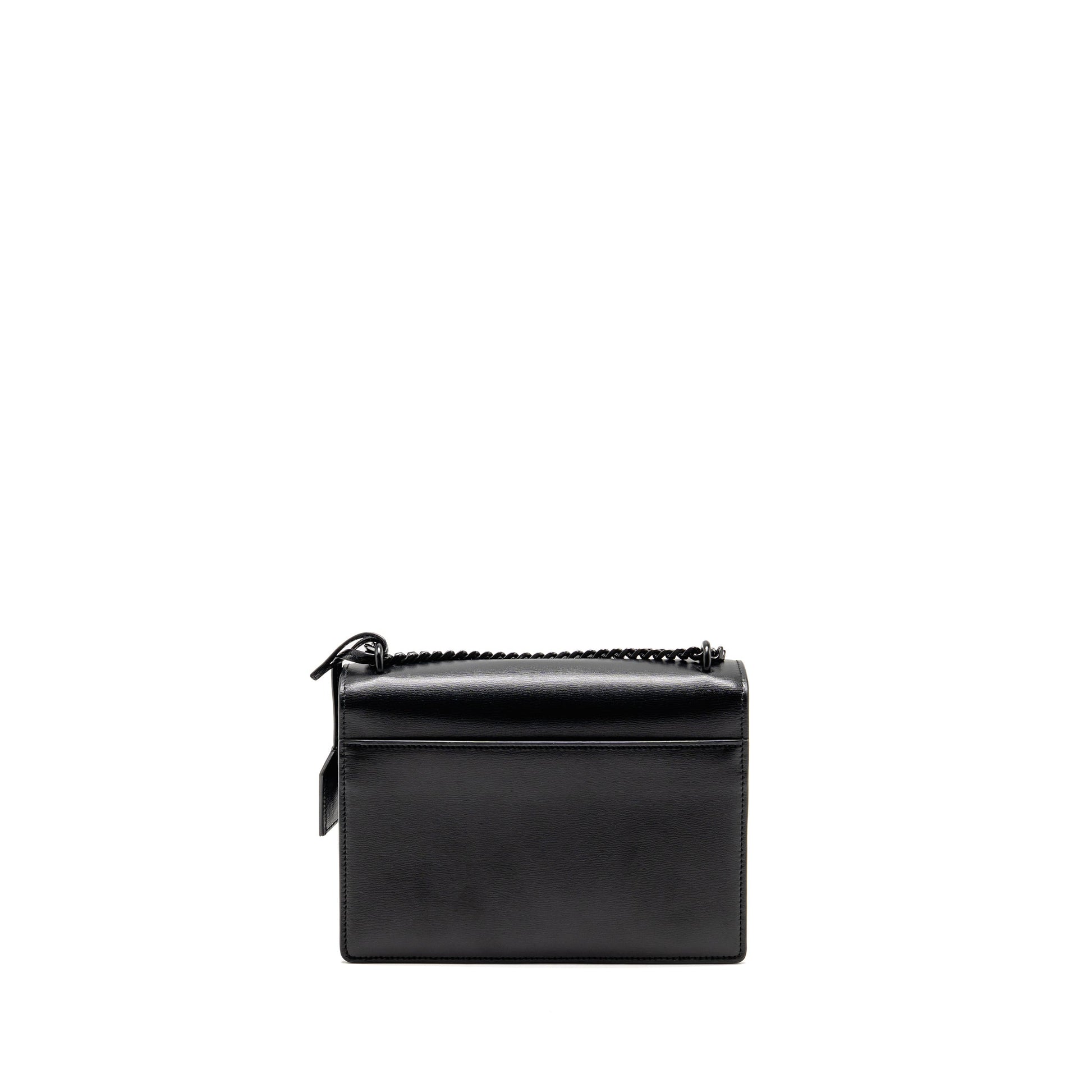 YSL Saint Laurent Sunset Purse Calfskin Hardware Travel Bag Black Medium