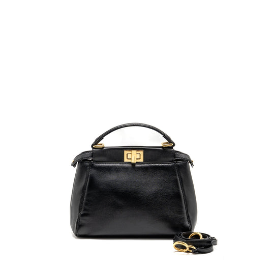 Fendi Peekaboo Handbag Lambskin Black Mini Travel Bag