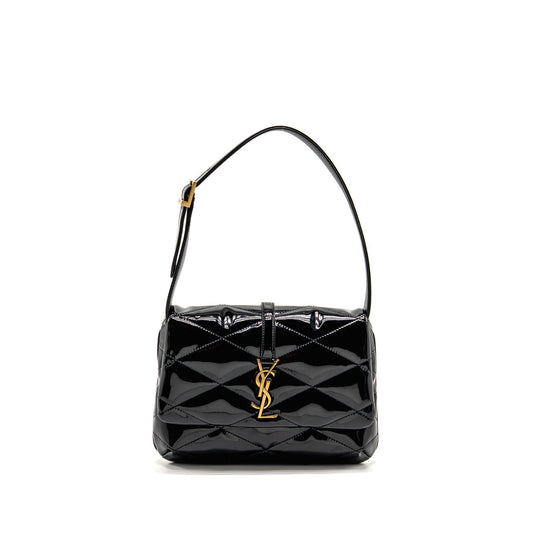 YSL Saint Laurent Purse Patent Shoulder Bag Quilted Black