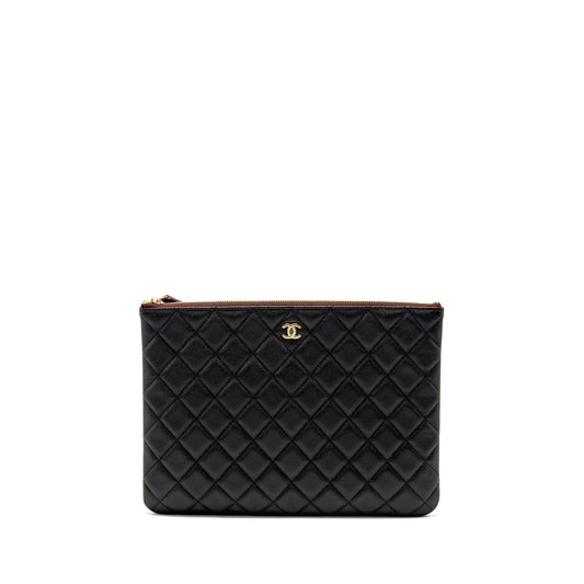 Chanel O caviar GHW Black Clutch Bag