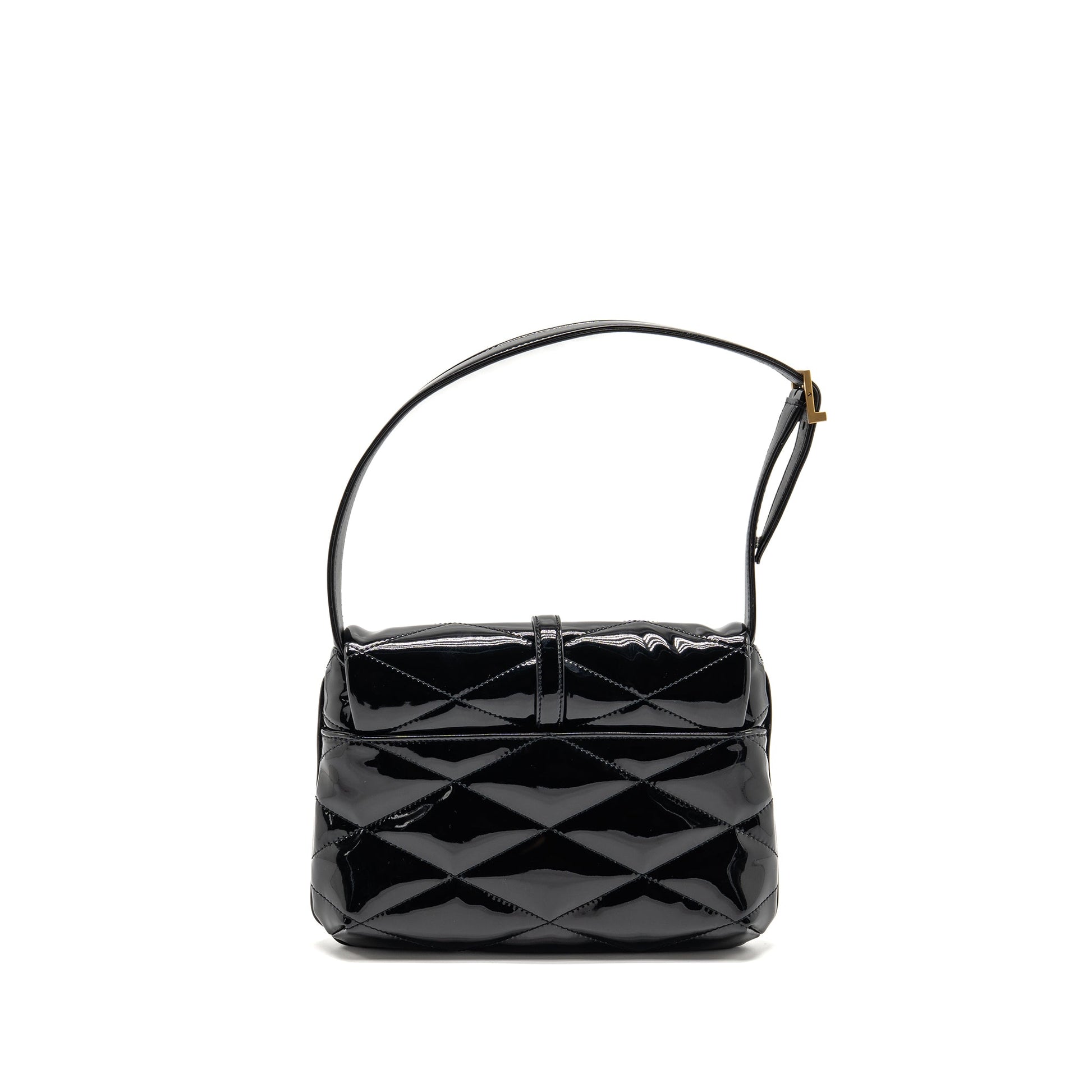 YSL Saint Laurent Purse Patent Shoulder Bag Quilted Black