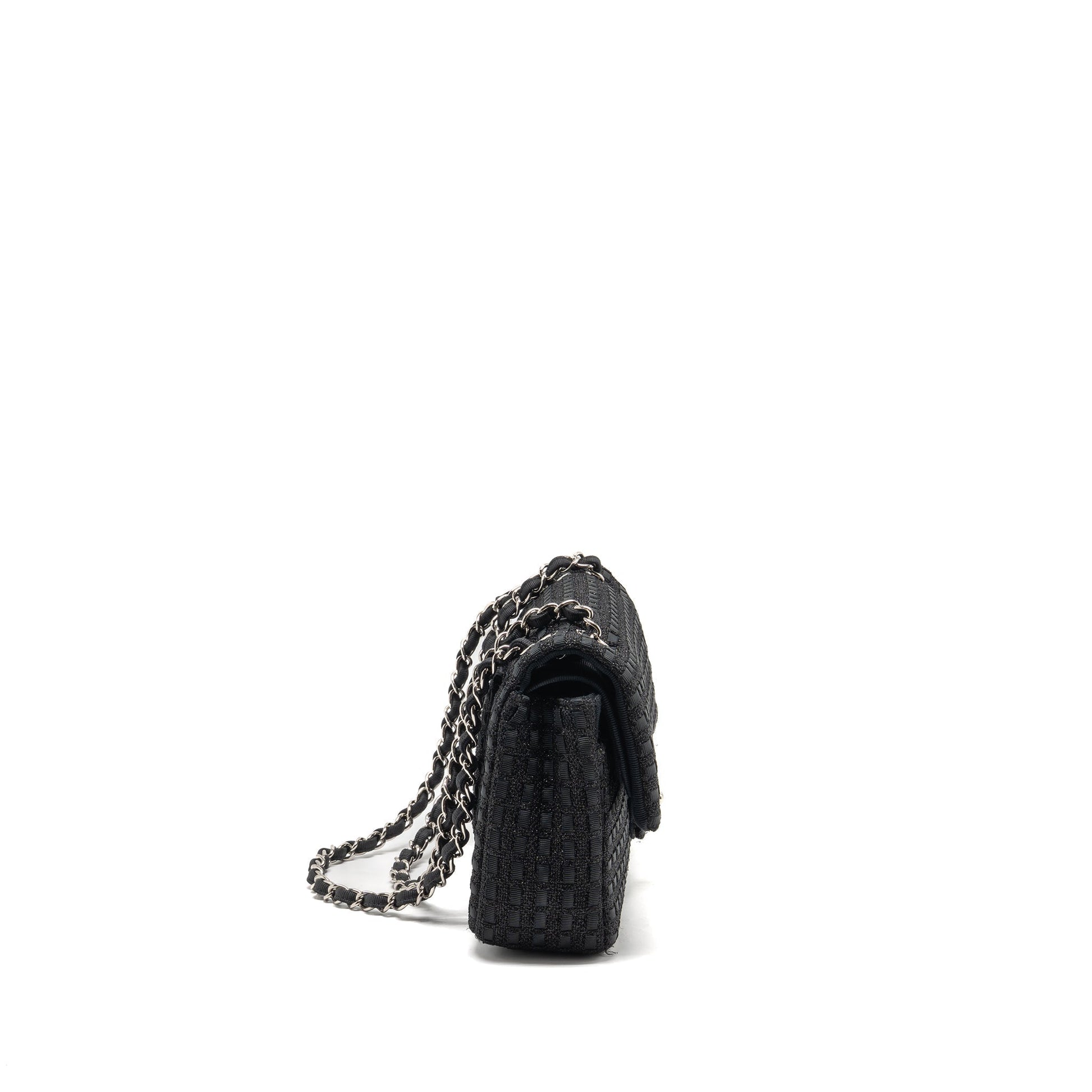 Chanel Classic double flap tweed SHW Black Shoulder Bag