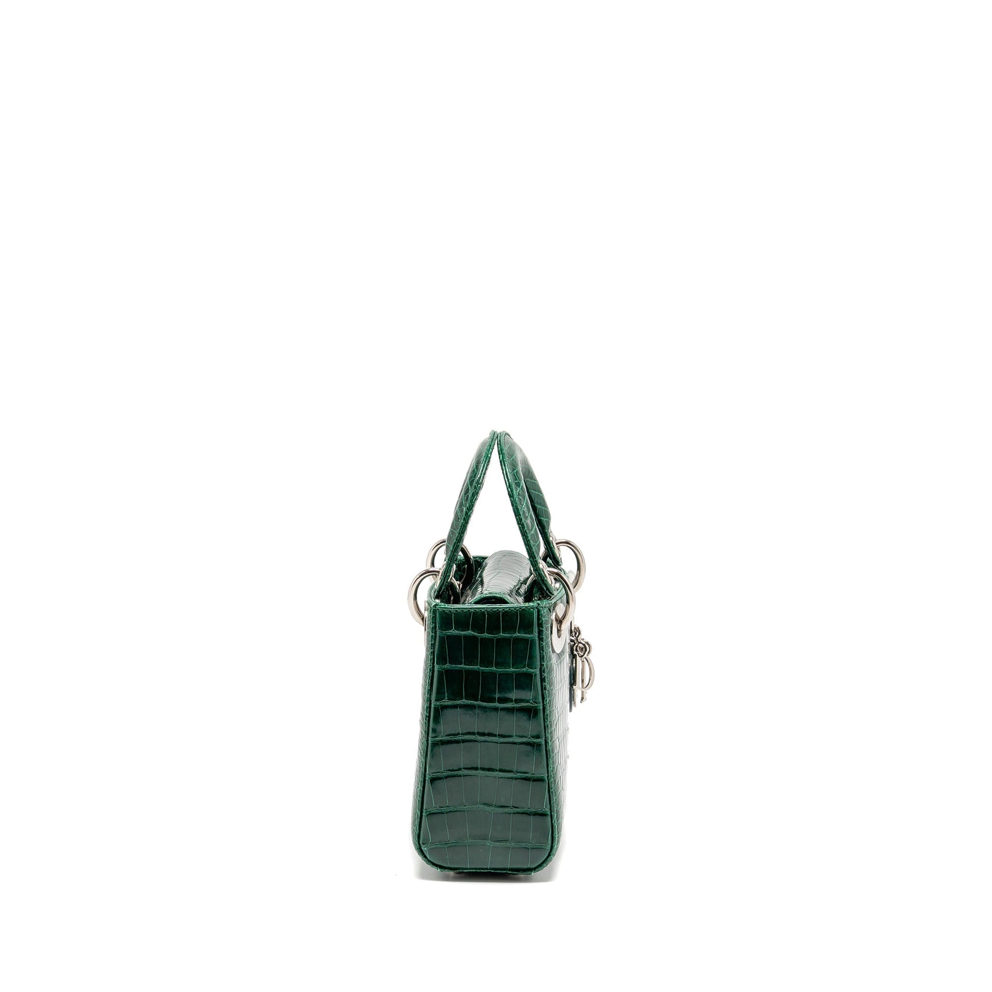 Dior Lady Crocodile Handbag Green Mini Travel Bag