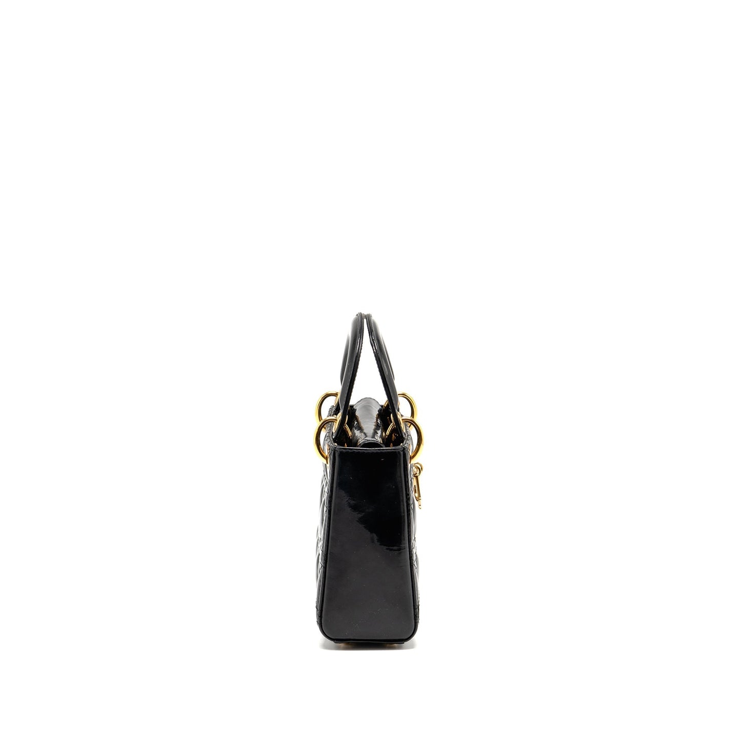 Dior Lady Patent Handbag Black Mini Travel Bag