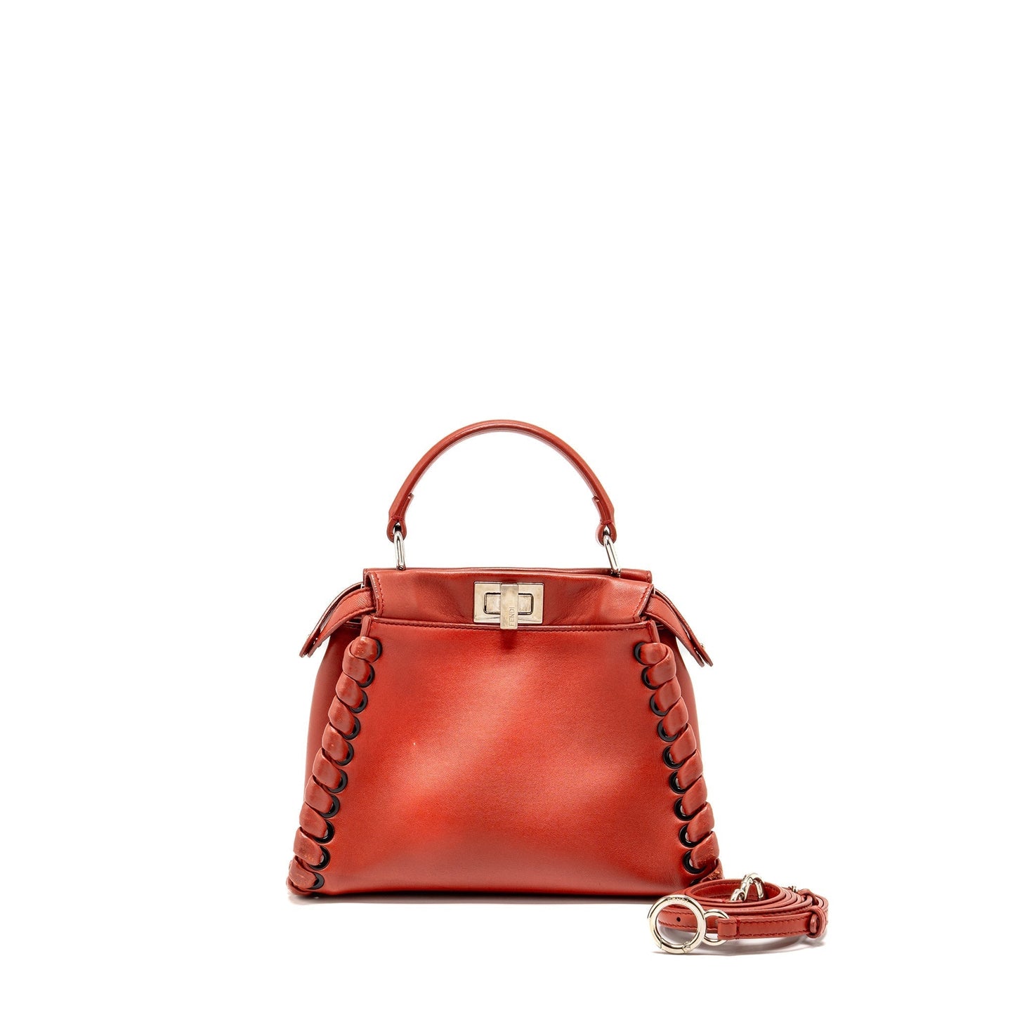 Fendi Peekaboo Whipstitch Bloody Mary Handbag Lambskin Mini Travel Bag