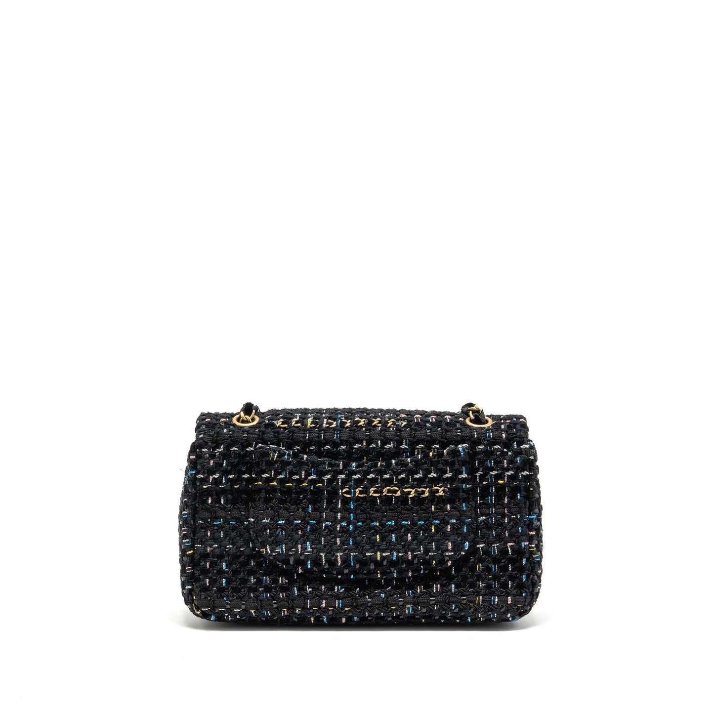 Chanel Single flap tweed GHW Black Shoulder Bag