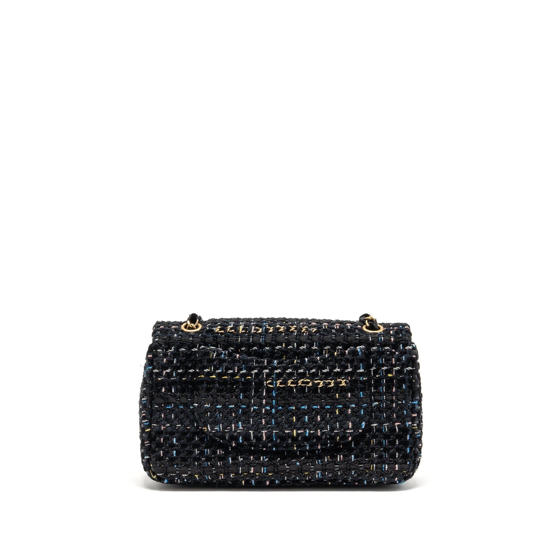 Chanel Single flap tweed GHW Black Shoulder Bag