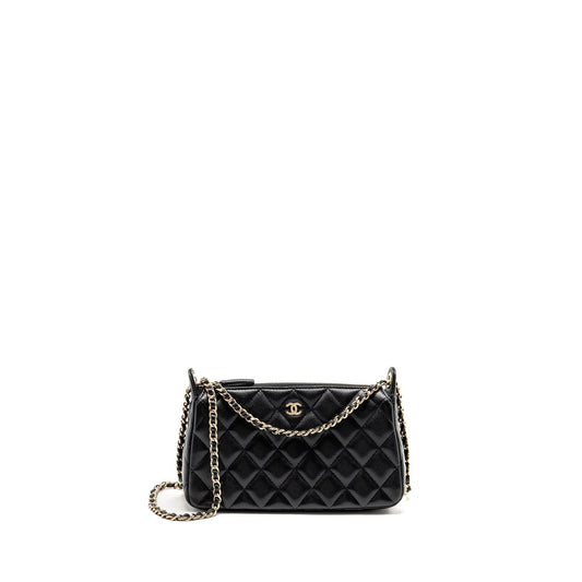 Chanel 25A zip caviar LGHW microchip Black Clutch Bag