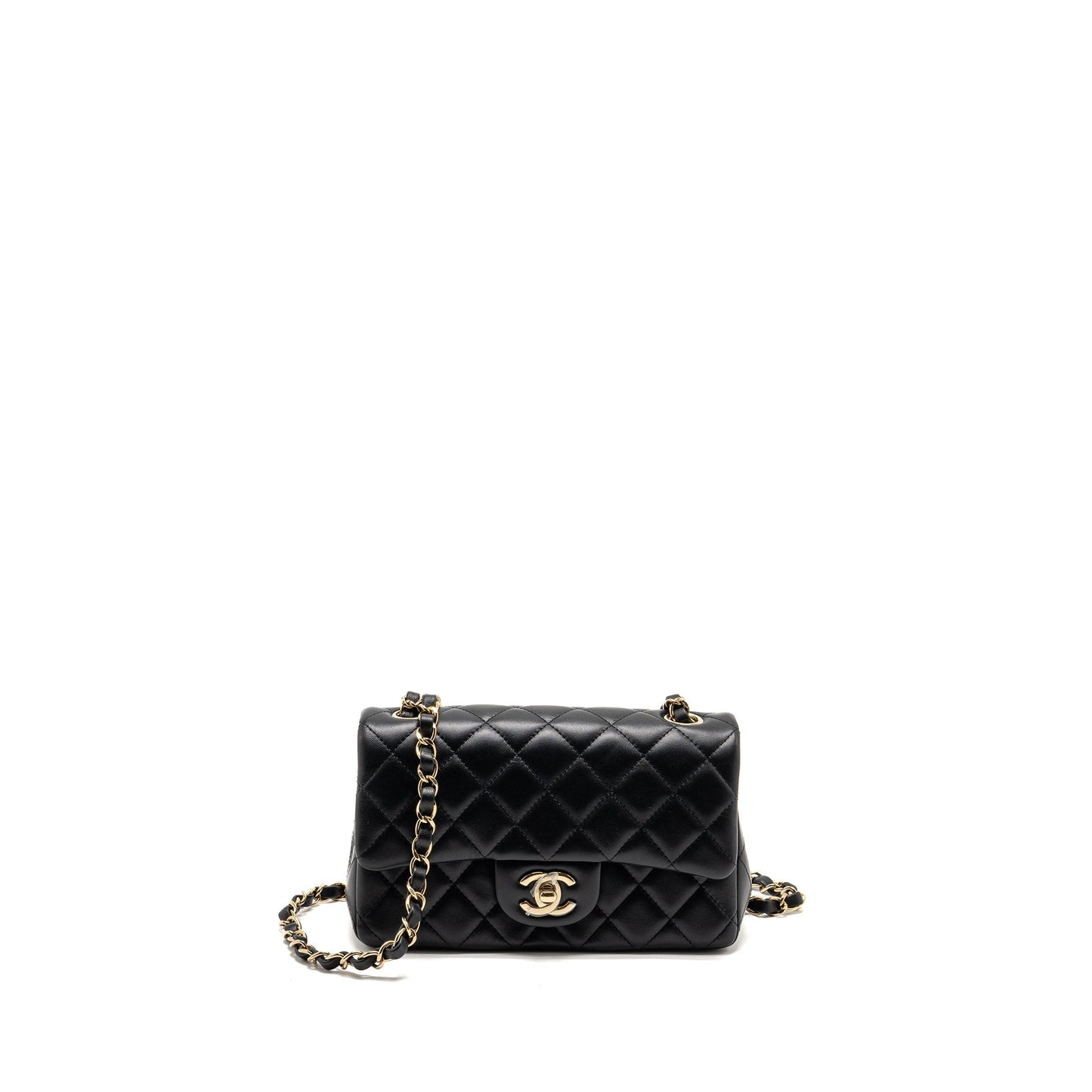 Chanel Minirectangular flap Lambskin LGHW microchip Black Shoulder Bag