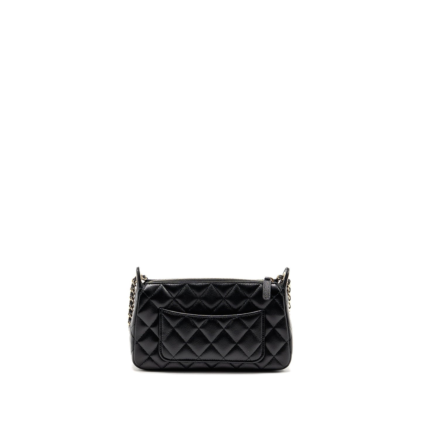 Chanel 25A zip caviar LGHW microchip Black Clutch Bag