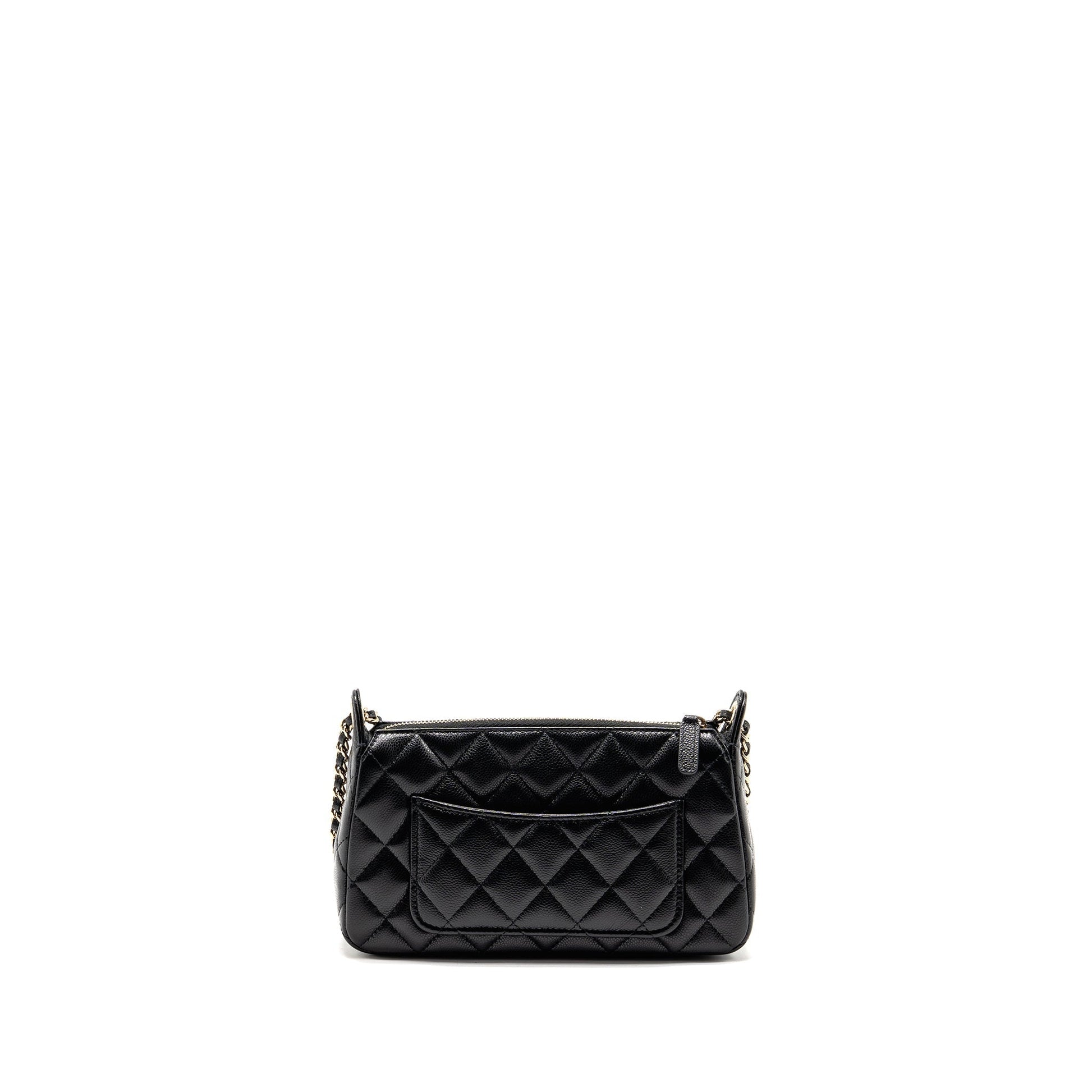 Chanel 25A zip caviar LGHW microchip Black Clutch Bag