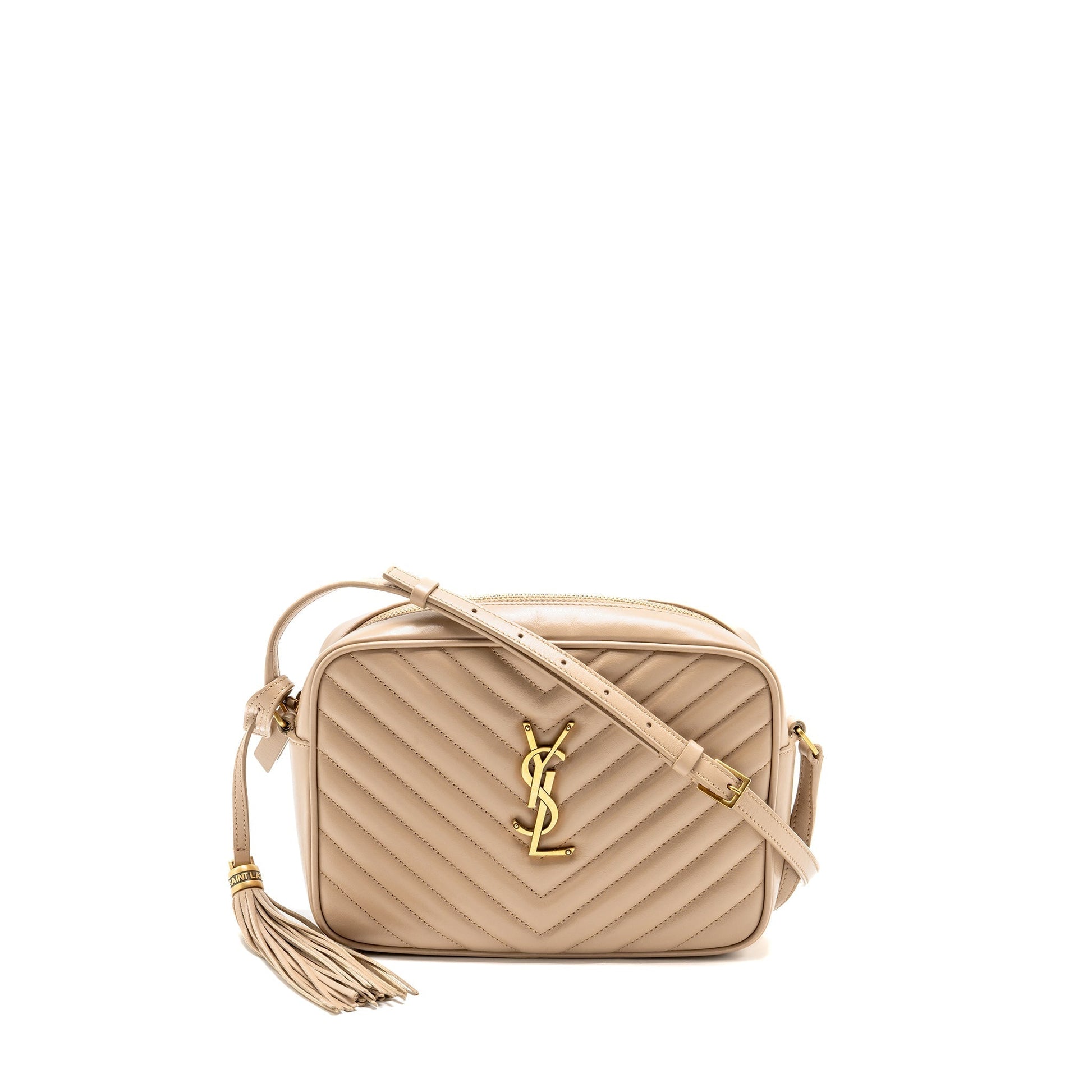 YSL Saint Laurent Lou Camera Purse Calfskin Travel Bag Beige