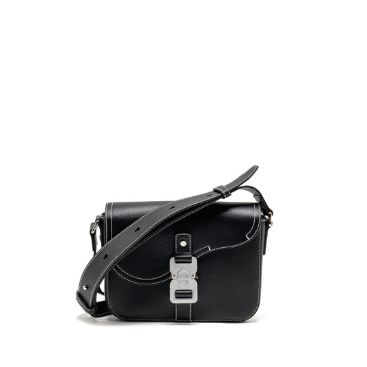 Dior Saddle Messenger Purse Grained Calfskin Handbag Black Medium Travel Bag