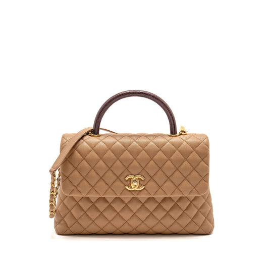 Chanel Coco Handle Lizard Handle Caviar GHW Beige Handbag