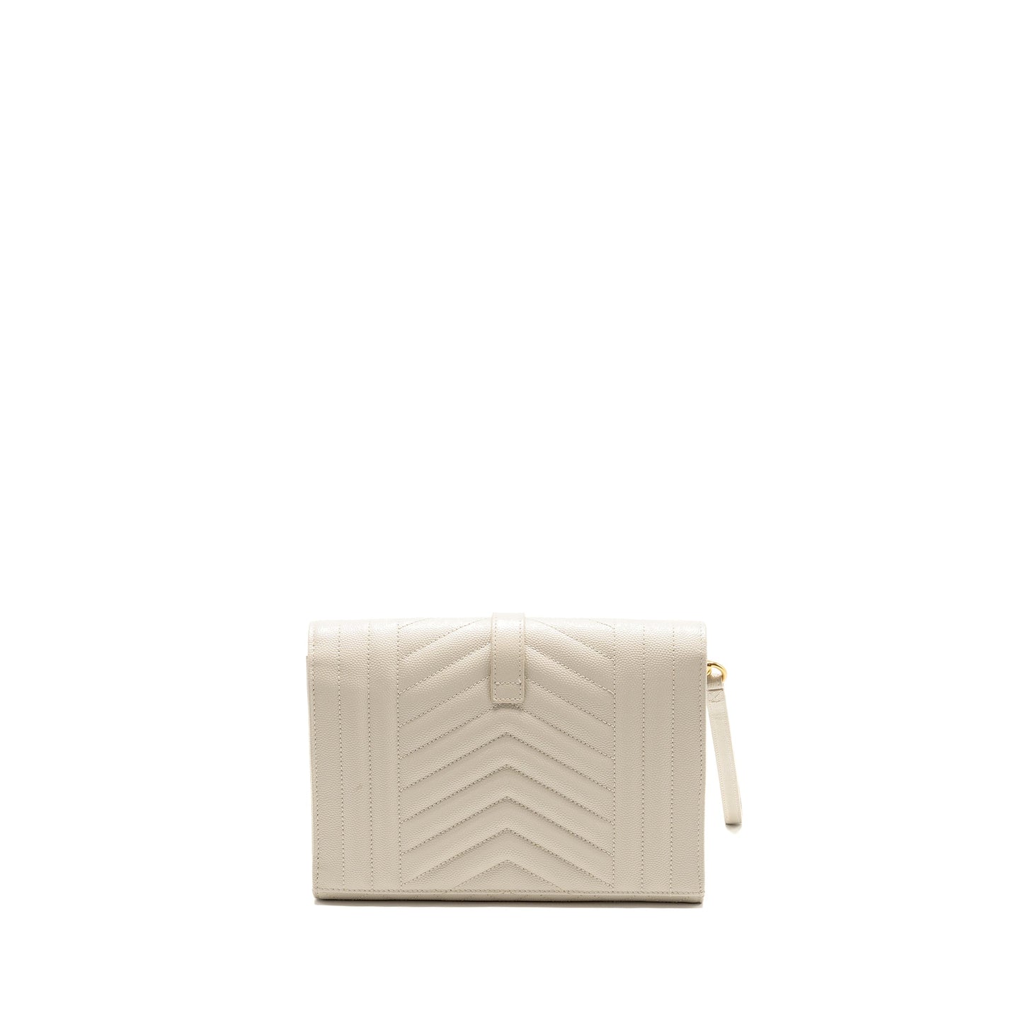 YSL Saint Laurent Saint Laurent Envelope Pouch Grained Calfskin Blanc Flap Travel Bag