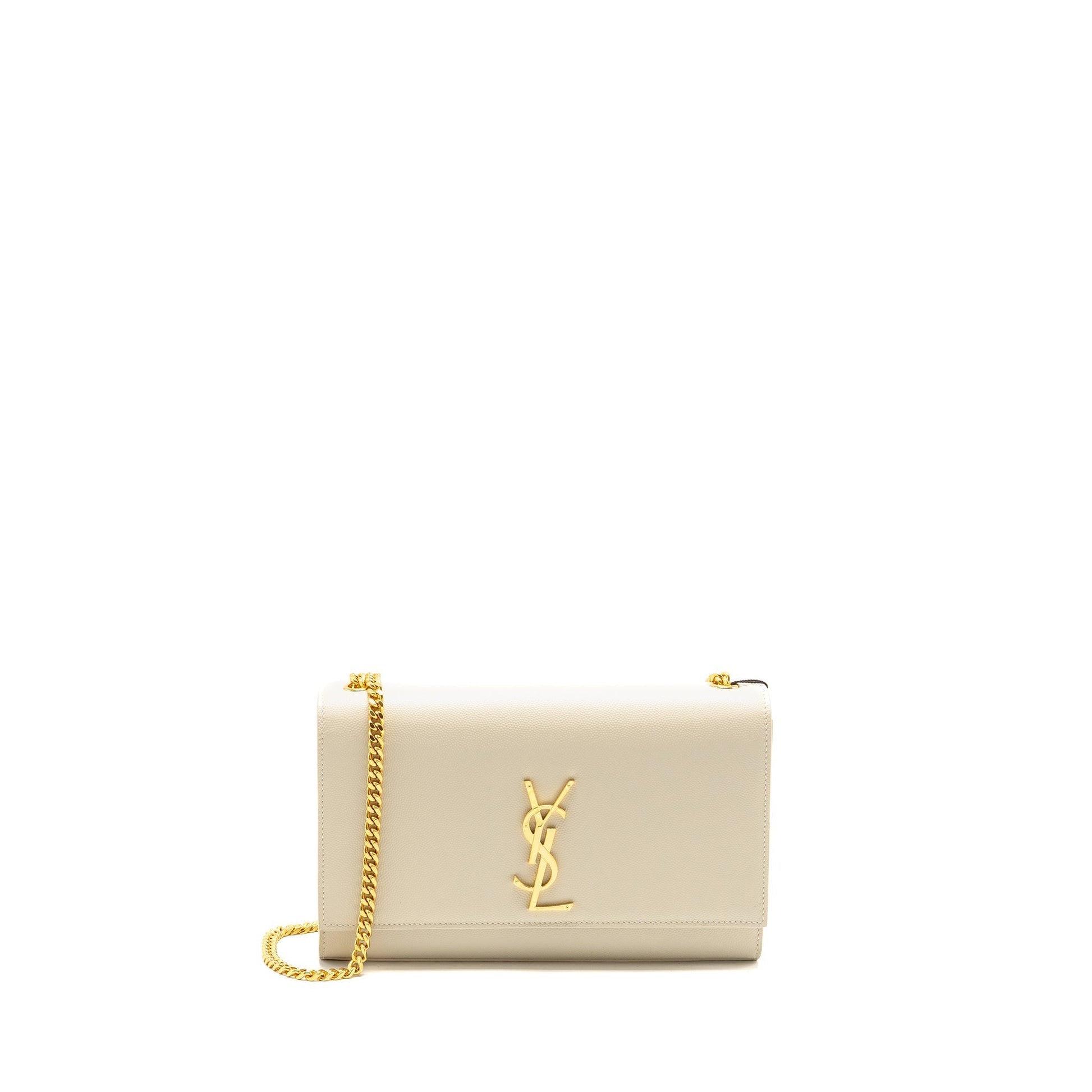 YSL Saint Laurent Kate Purse Grained Calfskin Travel Bag White Medium