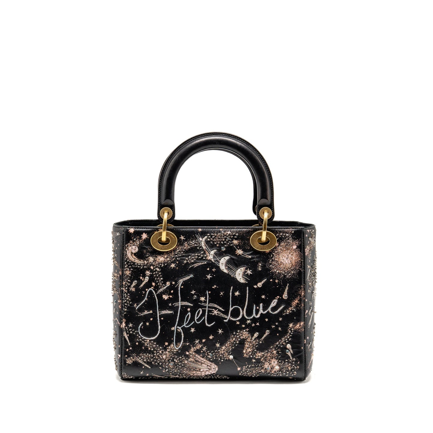 Dior Lady I Feel Limited Edition Embellished Lambskin Blue Medium Travel Bag