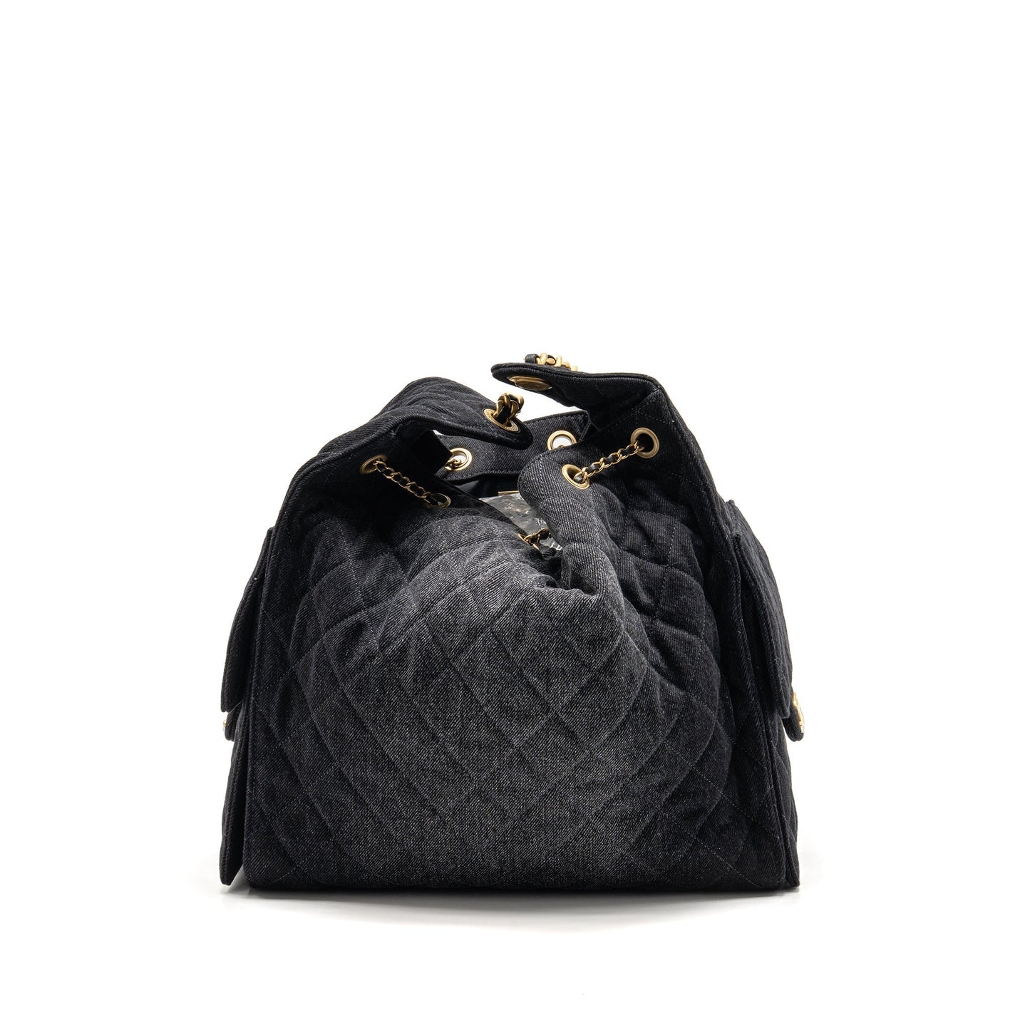 Chanel 25 Washed Denim GHW Microchip Black Blue Handbag Bag Blue