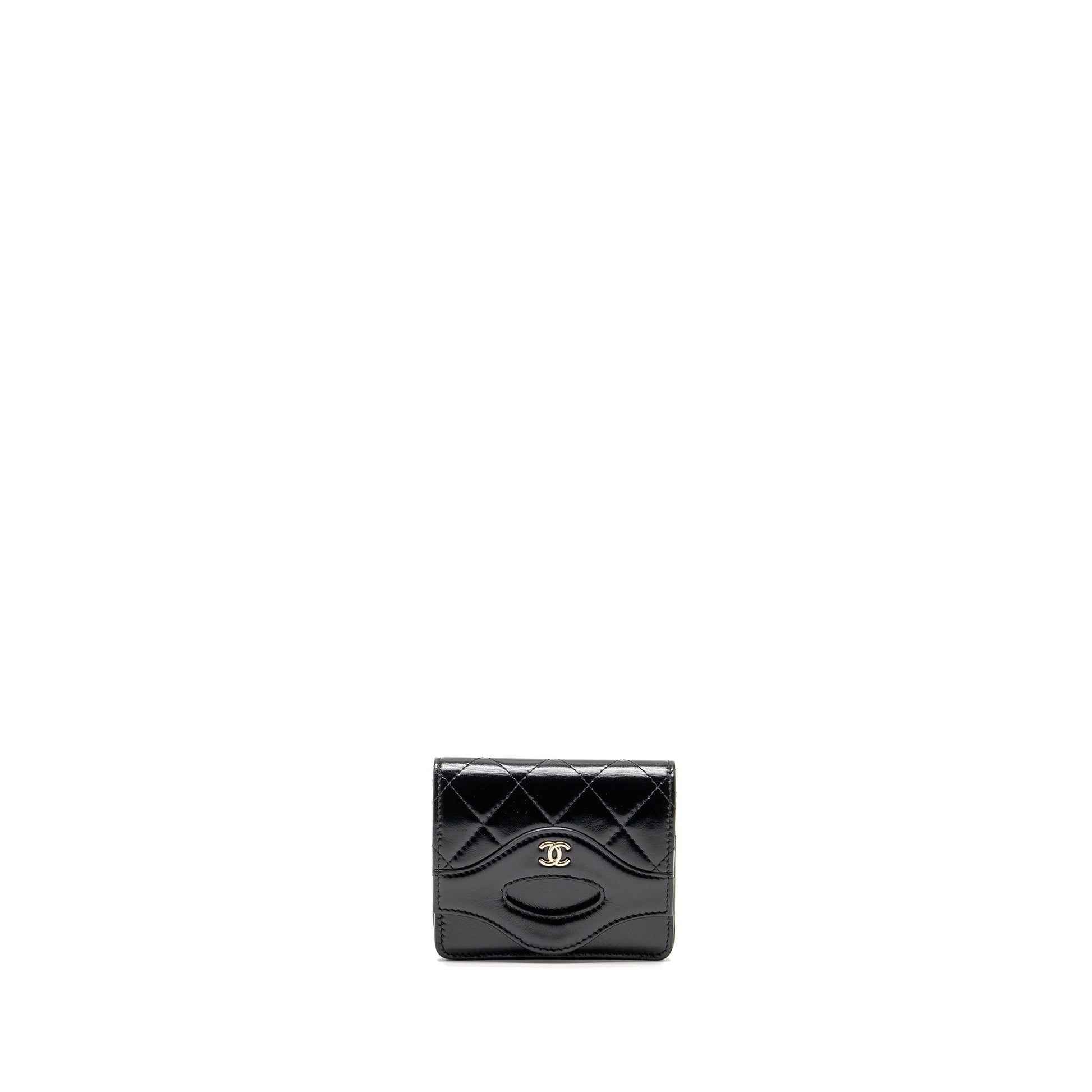 Chanel 31 Flap O-Card Holder Shiny Calfskin Black Wallet Case