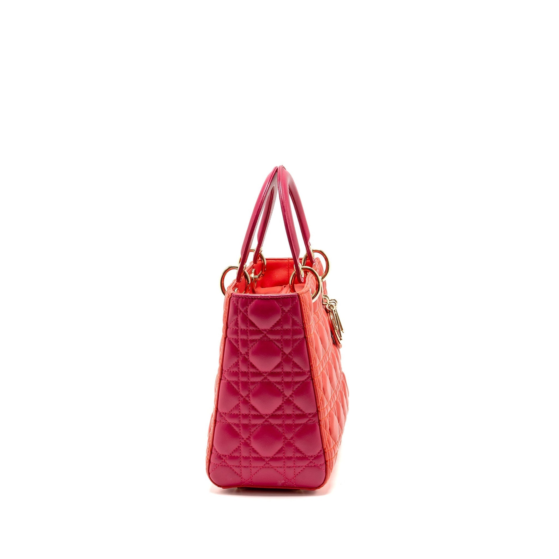 Dior Lady Lambskin Dark Purple Handbag Pink Medium Travel Bag