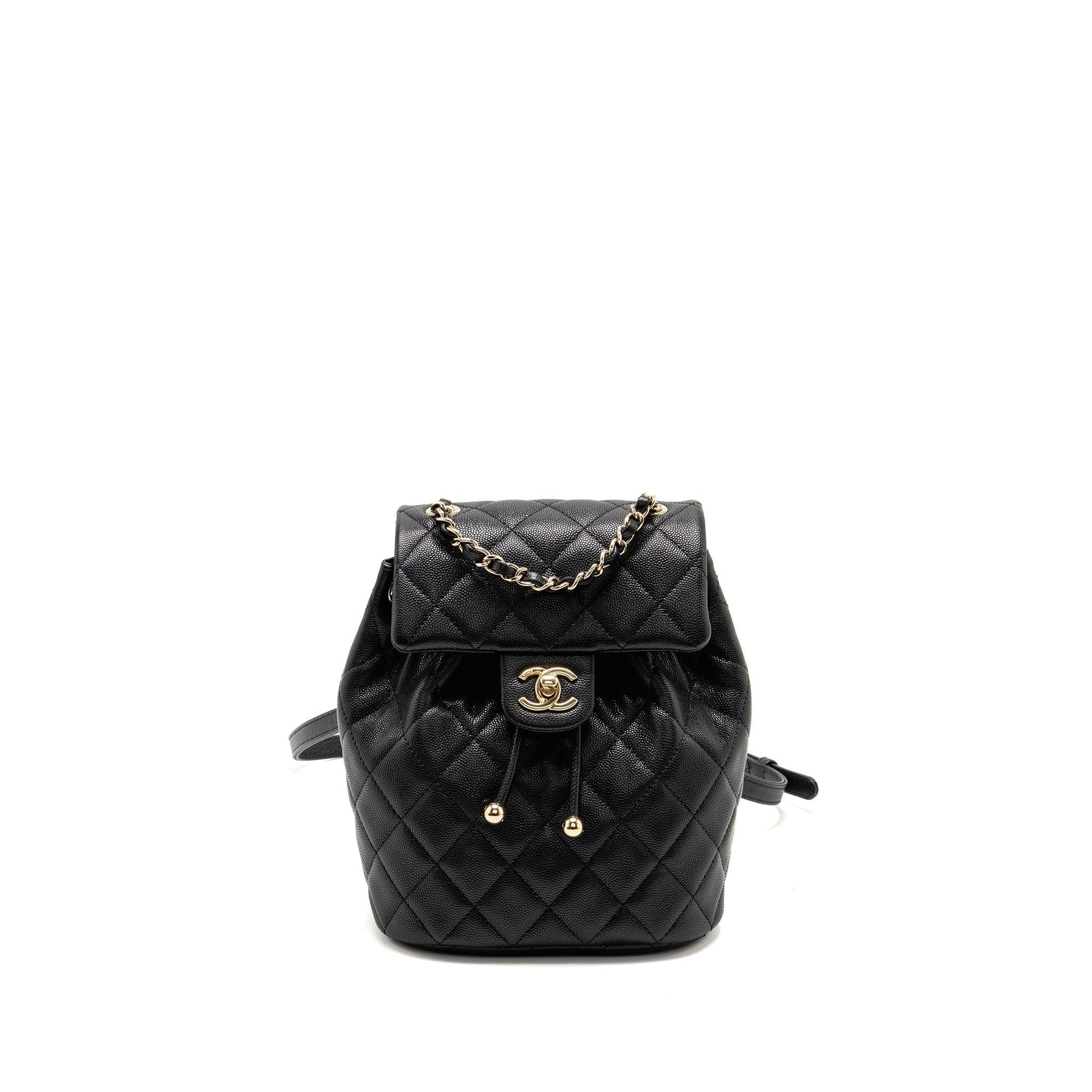 Chanel Quilted Backpack Caviar LGHW Microchip Black