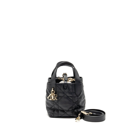 Dior Toujours Vertical Nano Tote Purse Calfskin Handbag Black Tote Bag