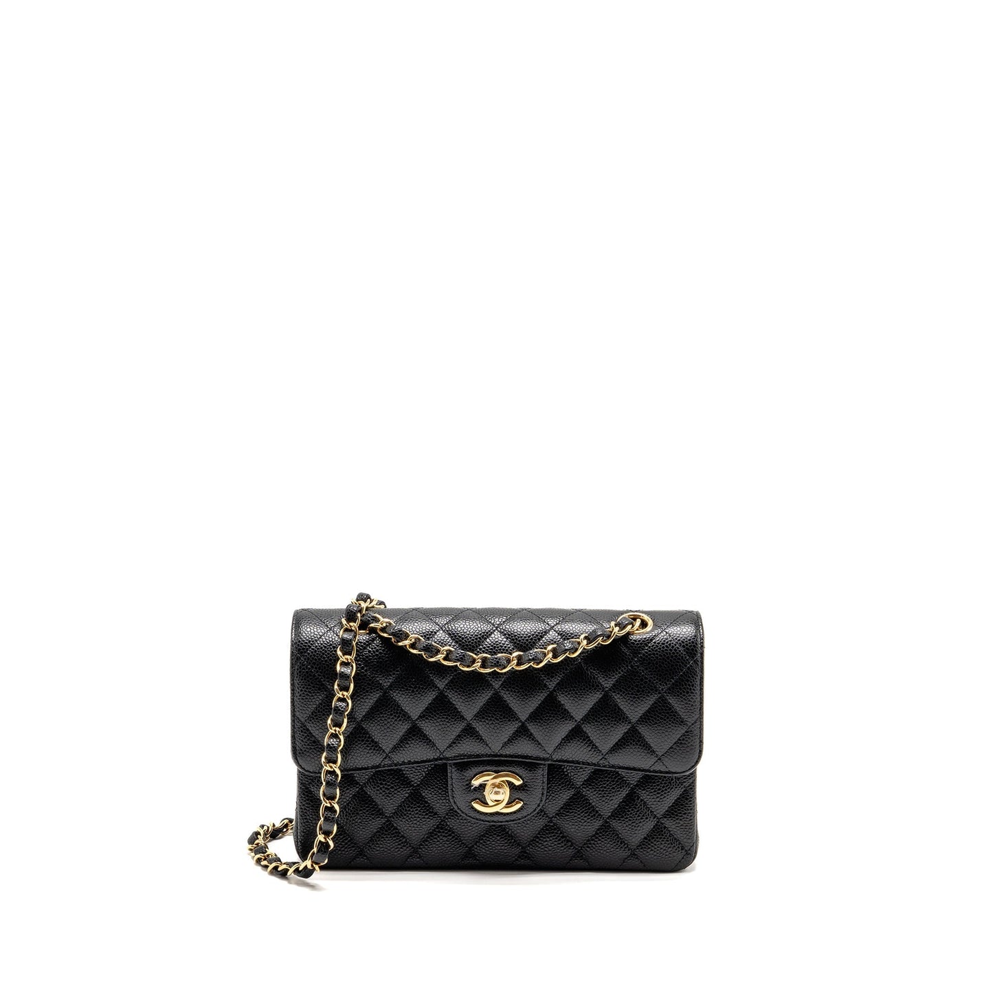 Chanel Classic Double Flap Caviar GHW Microchip Black Small Shoulder Bag Microchip 12