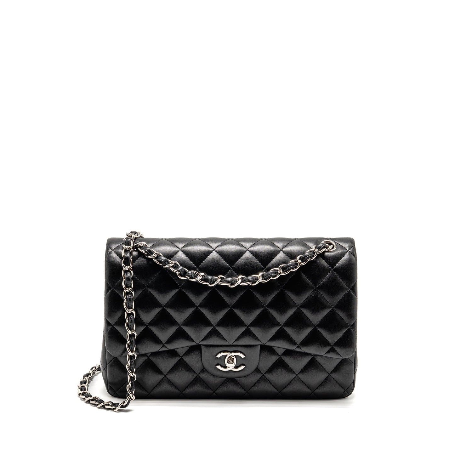 Chanel Jumbo Classic Double Flap Lambskin SHW Black Shoulder Bag