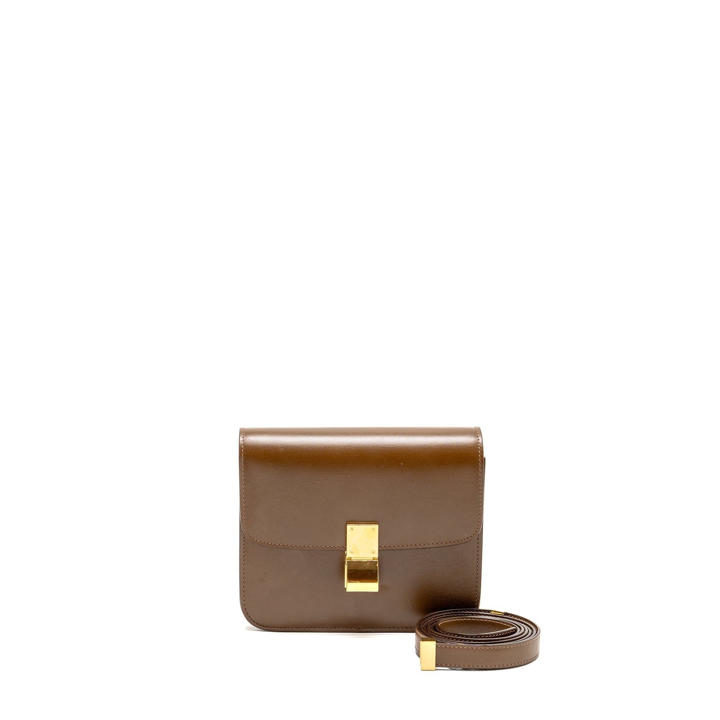 Celine Classic Box Purse Calfskin Camel Handbag Small Travel Bag