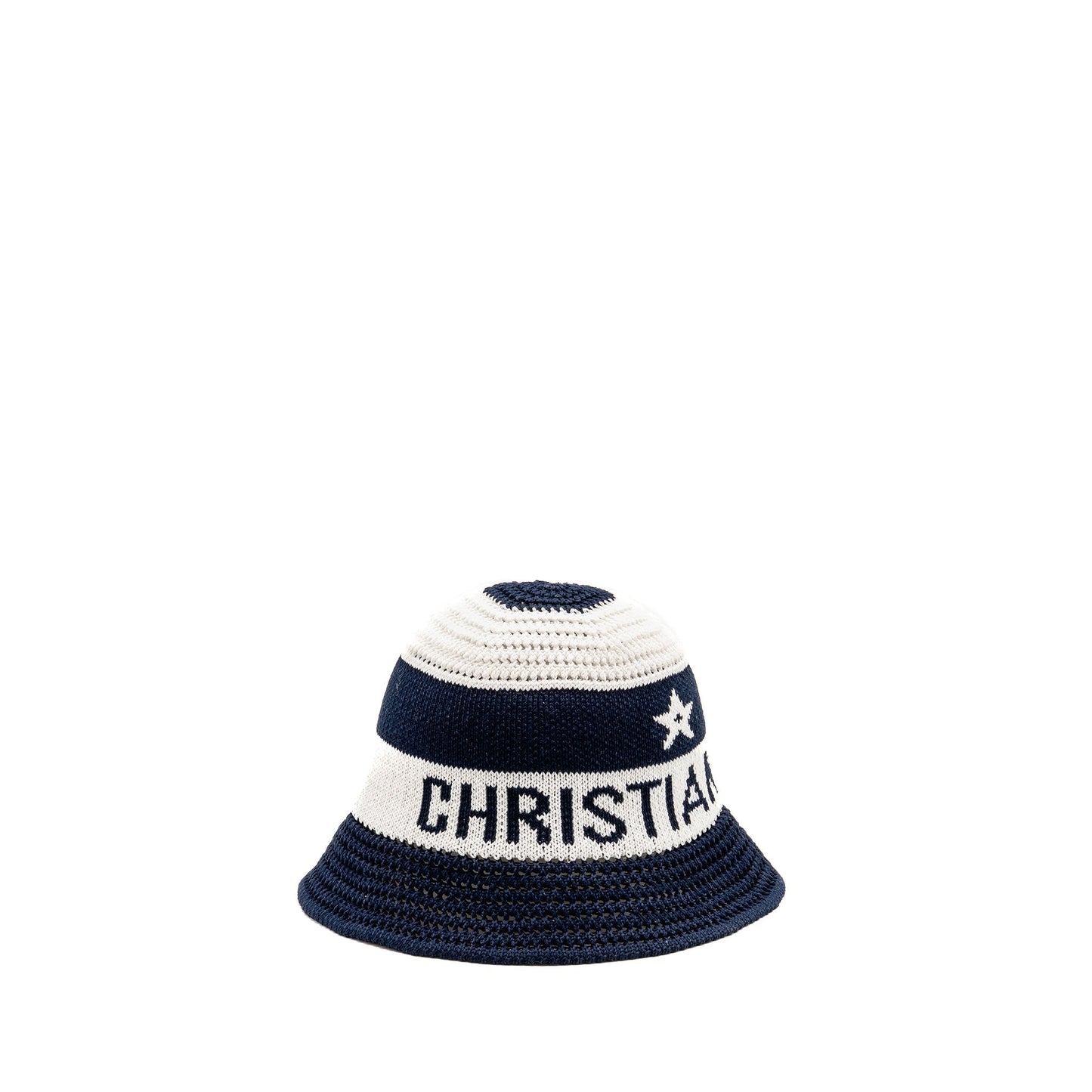 Dior Size S D Tulipe Cloche Cotton Knit White Blue Travel Bag