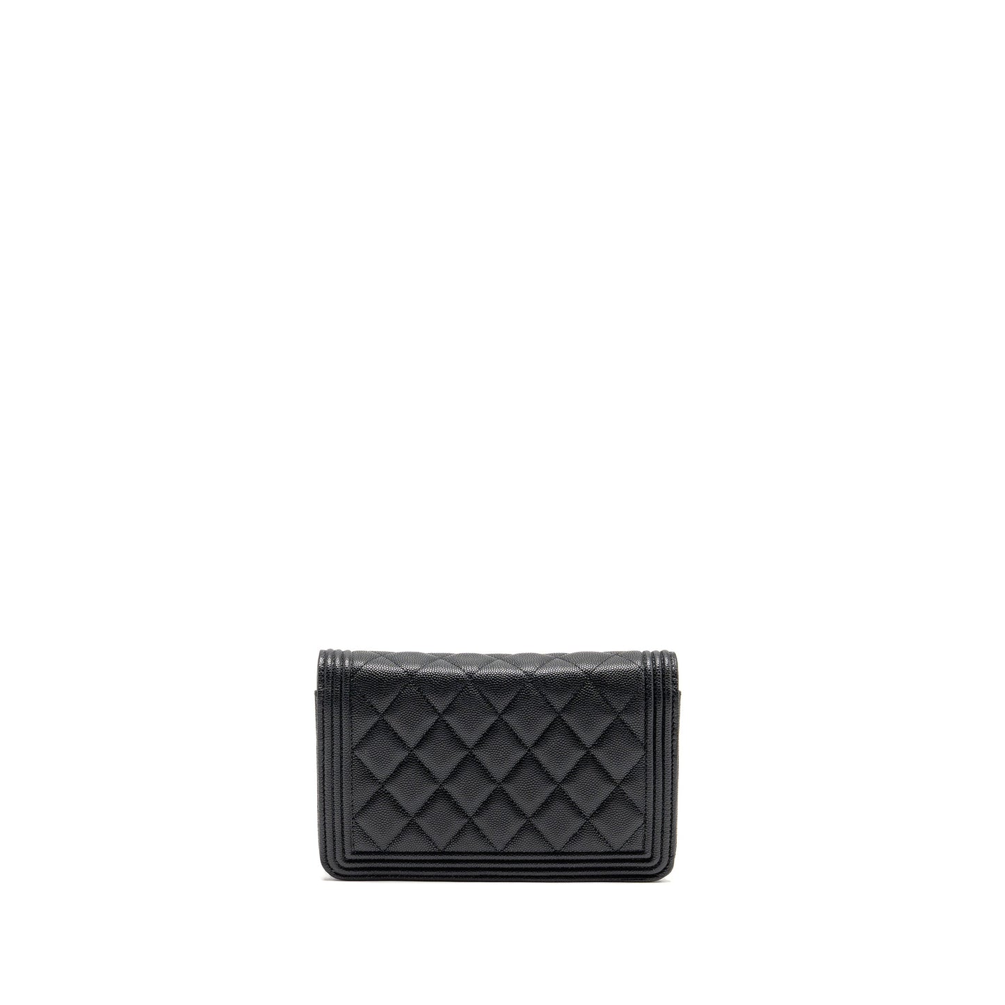 Chanel Boy on Caviar GHW Microchip Black Wallet Case Black Ghwmicrochip