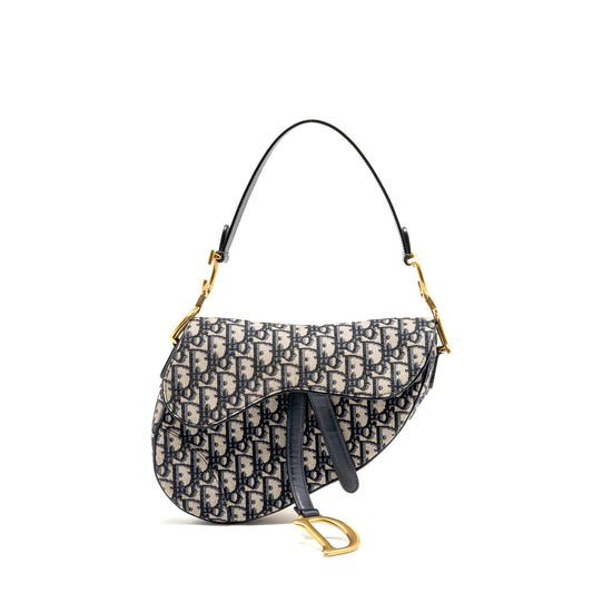 Dior Saddle Purse Oblique Handbag Canvas Blue Travel Bag Blue Handbag