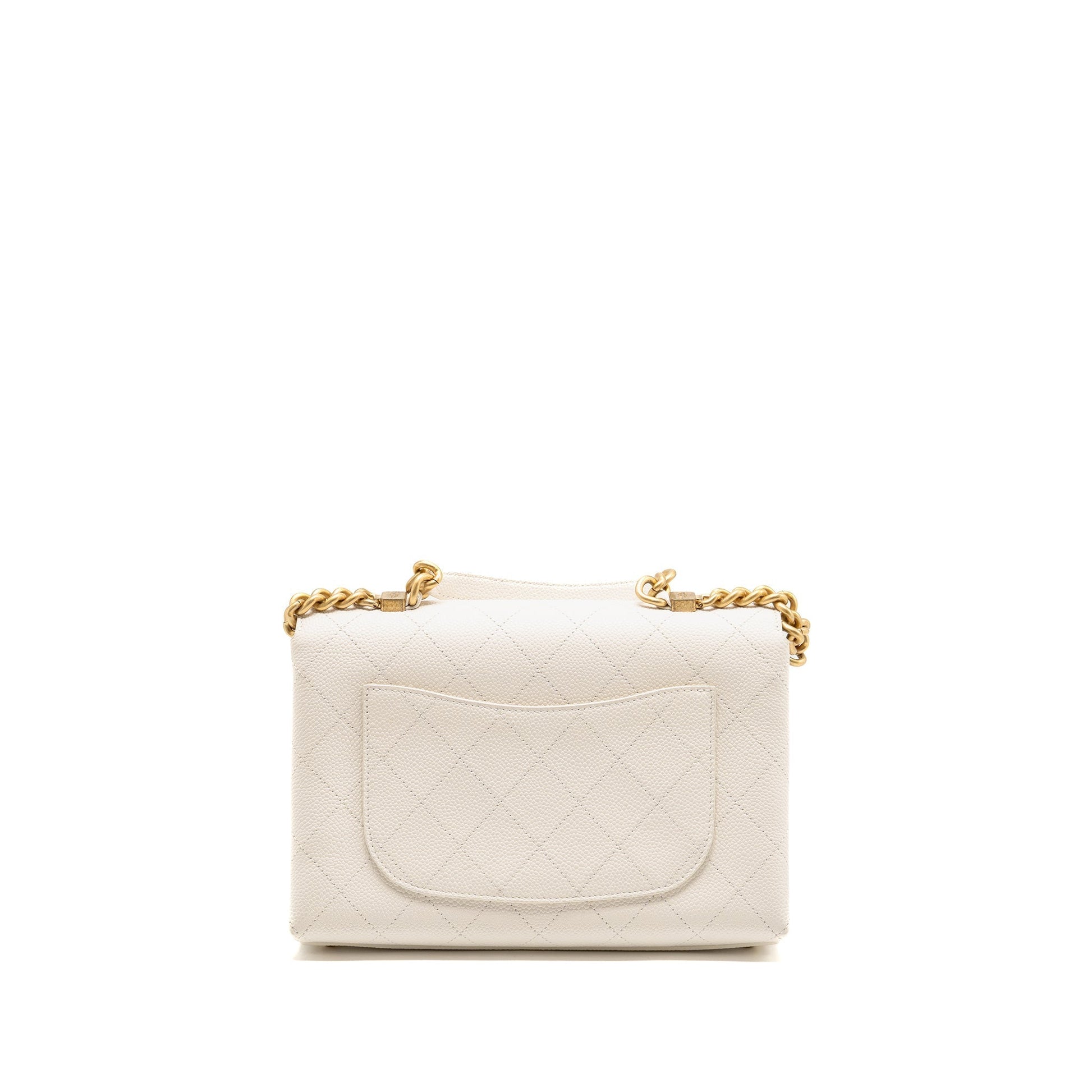 Chanel Chic Affinity Top Handle Flap Caviar White Shoulder Bag