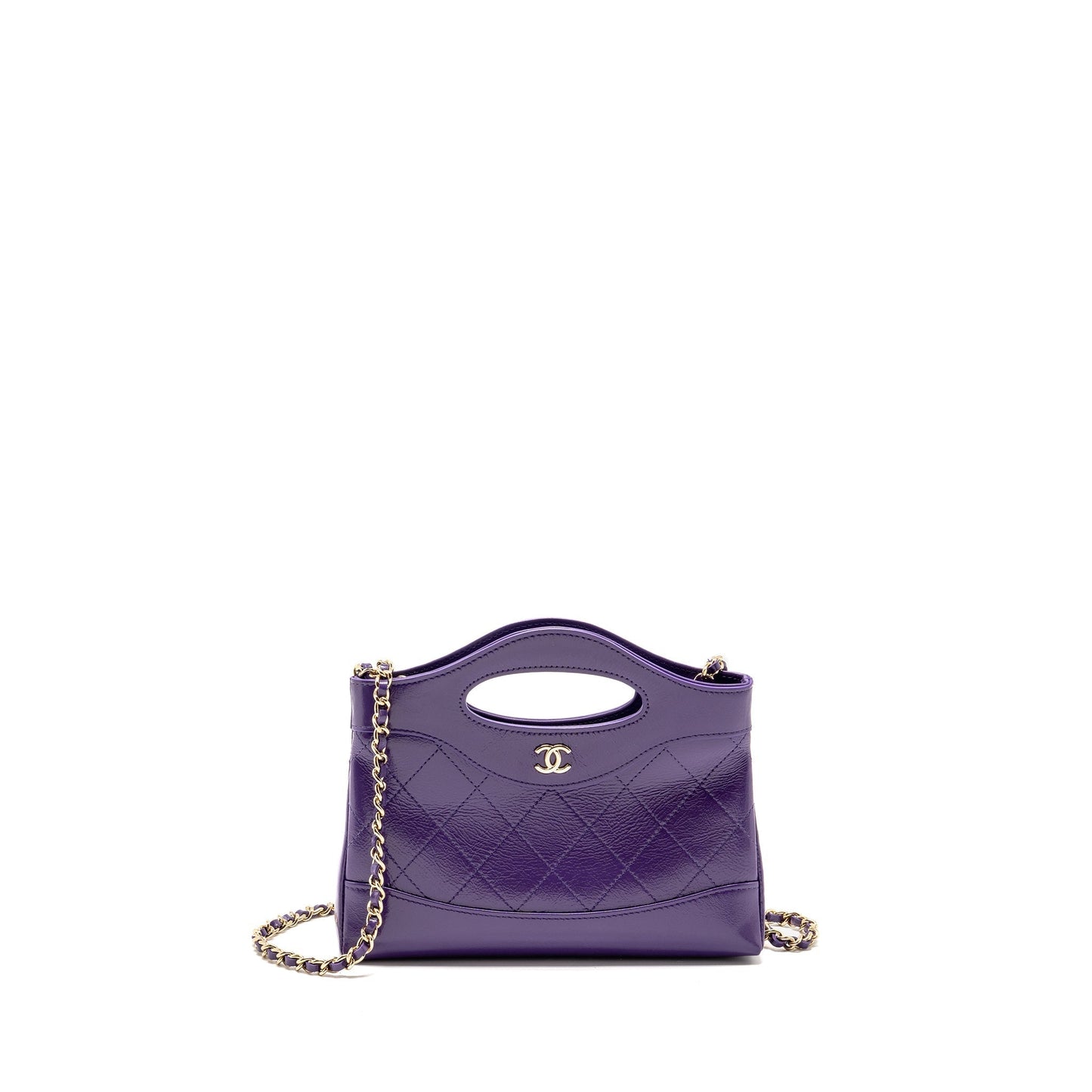 Chanel 31 Shiny Calfskin Purple LGHW Microchip Clutch Bag