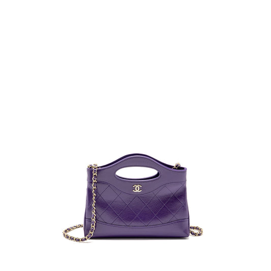 Chanel 31 Shiny Calfskin Purple LGHW Microchip Clutch Bag