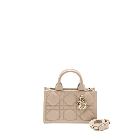 Dior amour Book Tote Macrocannage Calfskin Powder Handbag Beige Mini Tote Bag