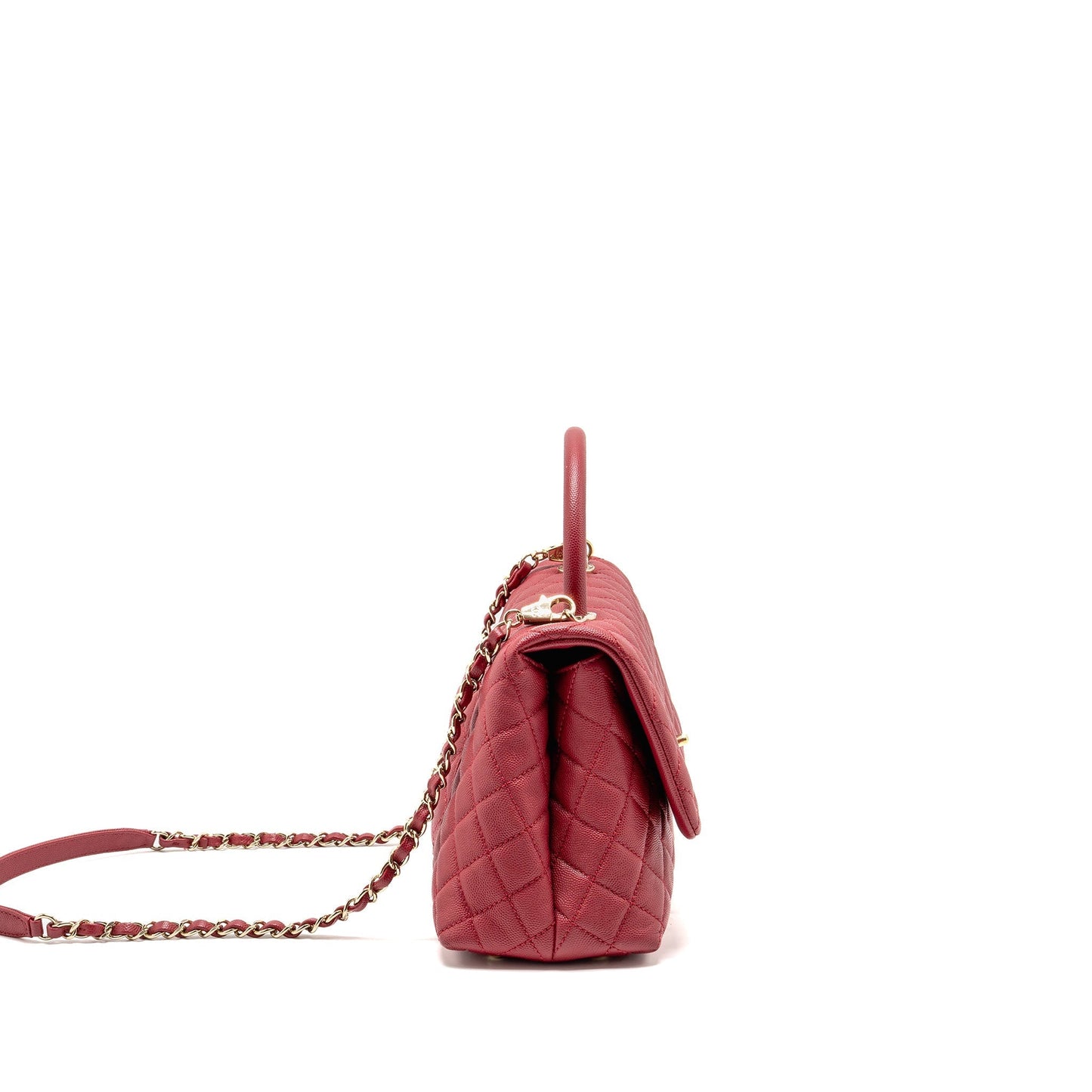 Chanel Coco Handle Caviar GHW Red Handbag