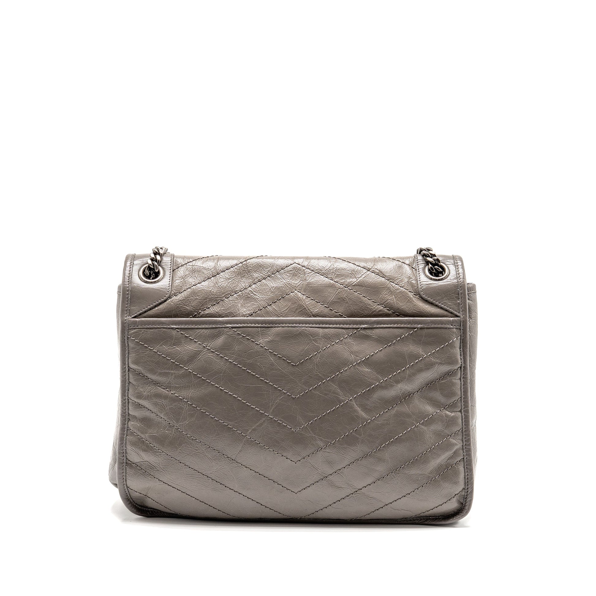 YSL Saint Laurent Niki Purse Calfskin Grey Travel Bag Large