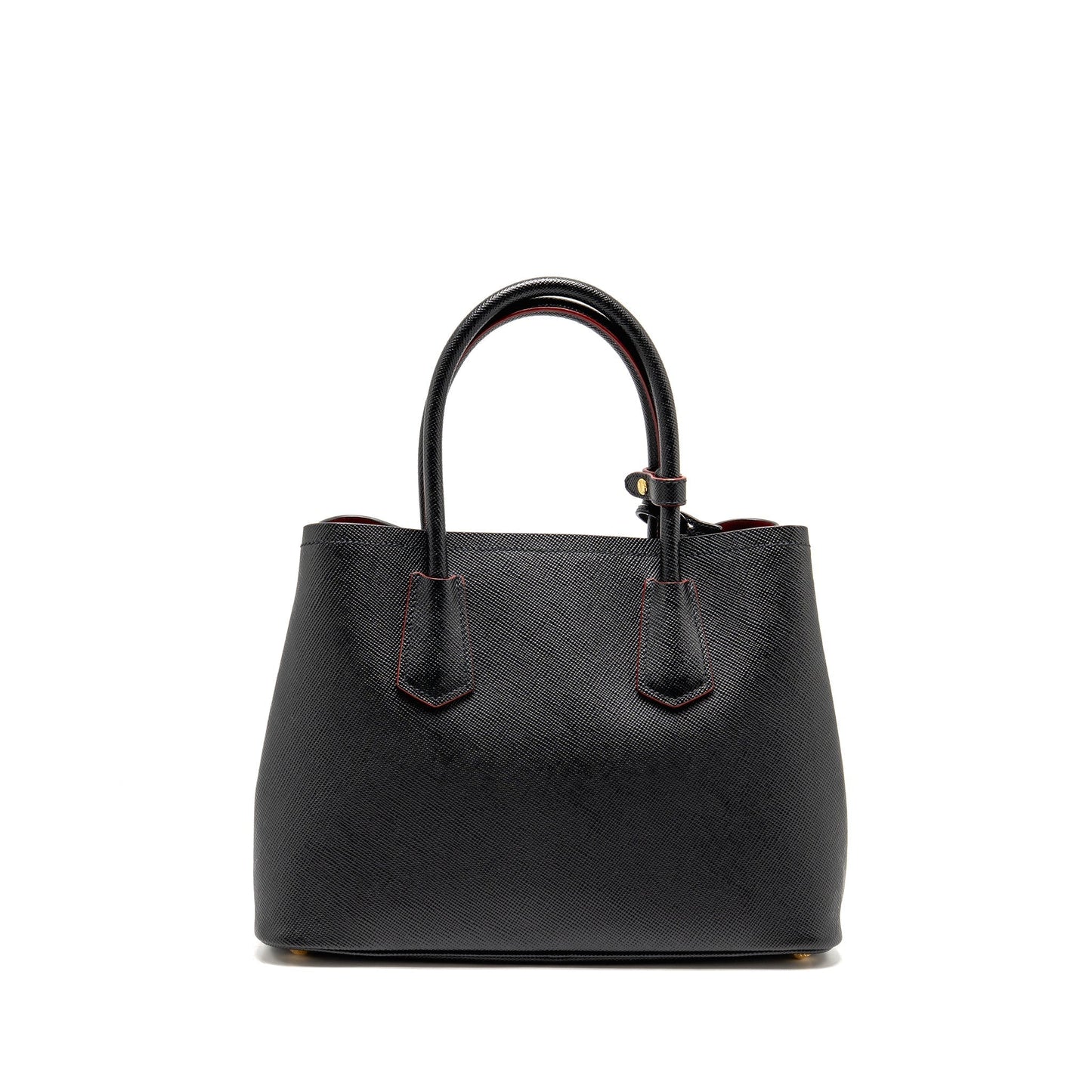 Prada Saffiano Cuir Tote Purse Fuoco Handbag Leather Black Tote Bag
