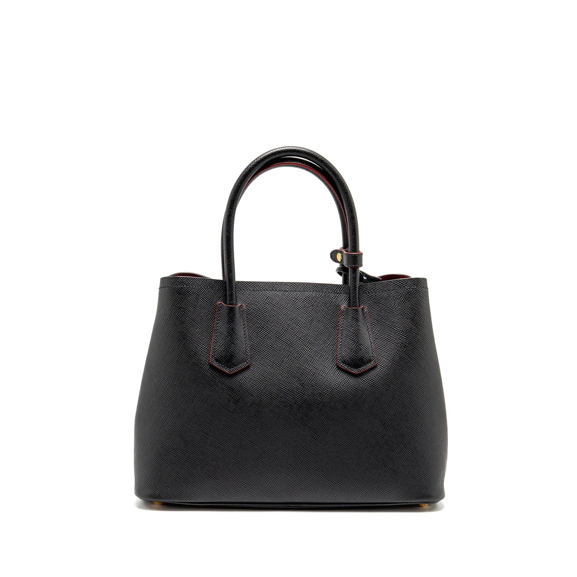 Prada Saffiano Cuir Tote Purse Fuoco Handbag Leather Black Tote Bag