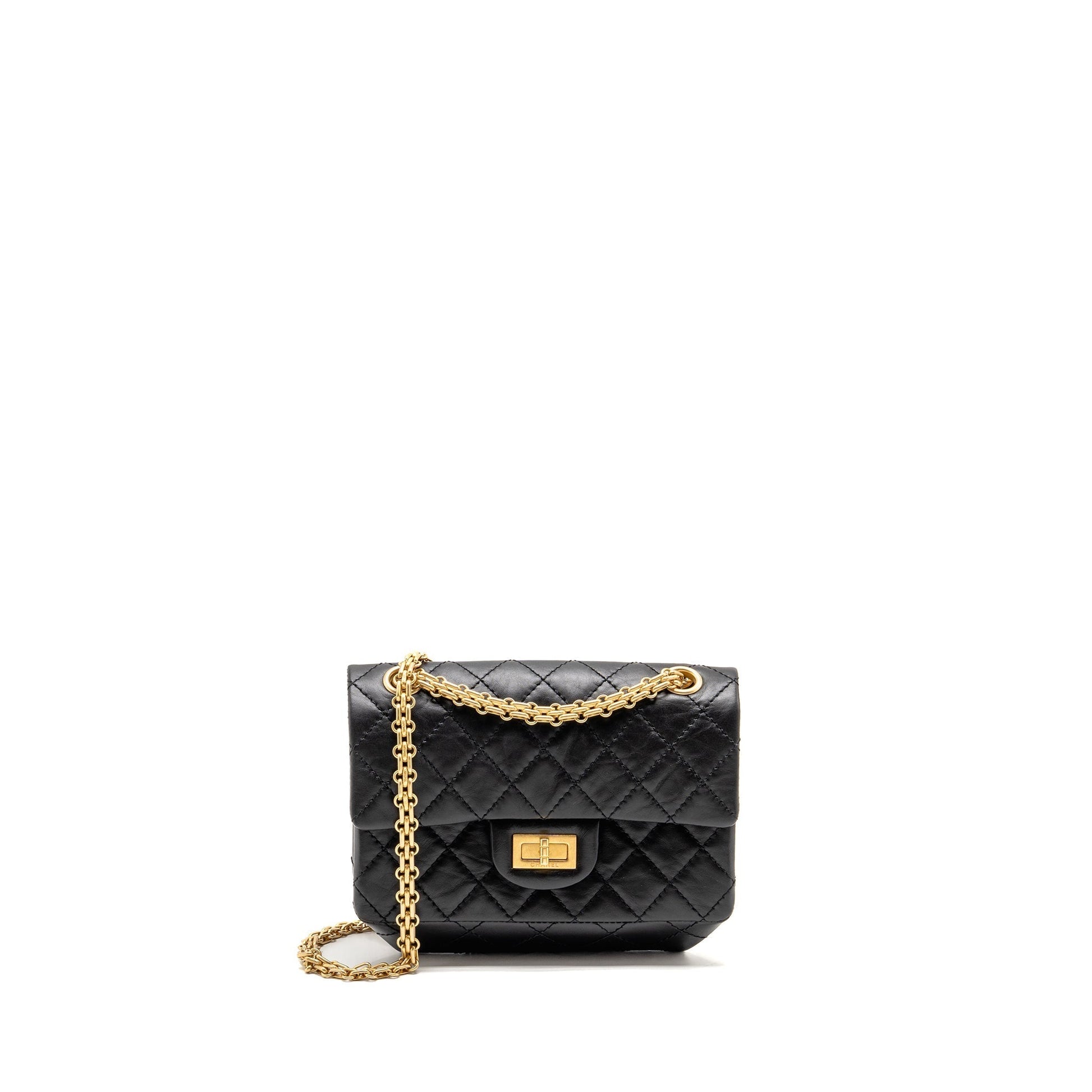 Chanel 2.55 Reissue Aged Calfskin GHW Microchip Black Mini Bag Black 1