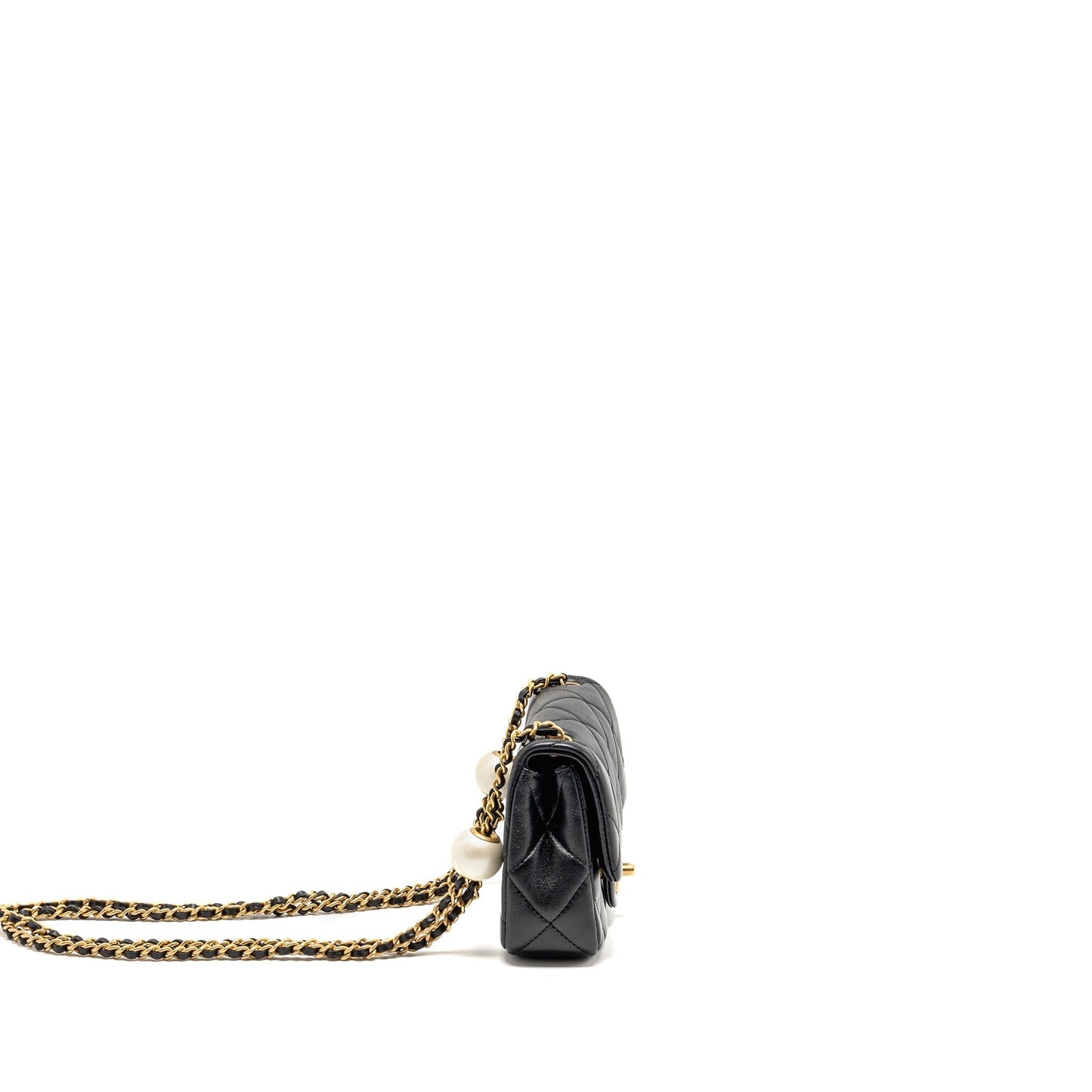 Chanel Pearl Crush square flap lambskin GHW Black Shoulder Bag 14