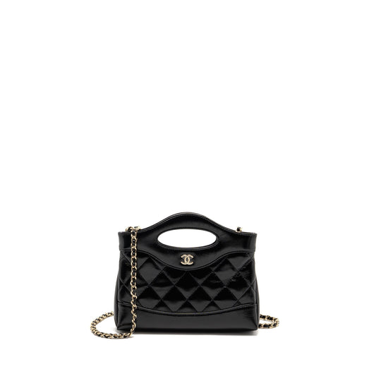 Chanel 31 Shiny Lambskin LGHW Microchip Black Clutch Bag Lghw Microchip
