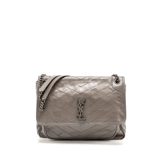 YSL Saint Laurent Niki Purse Calfskin Grey Travel Bag Large