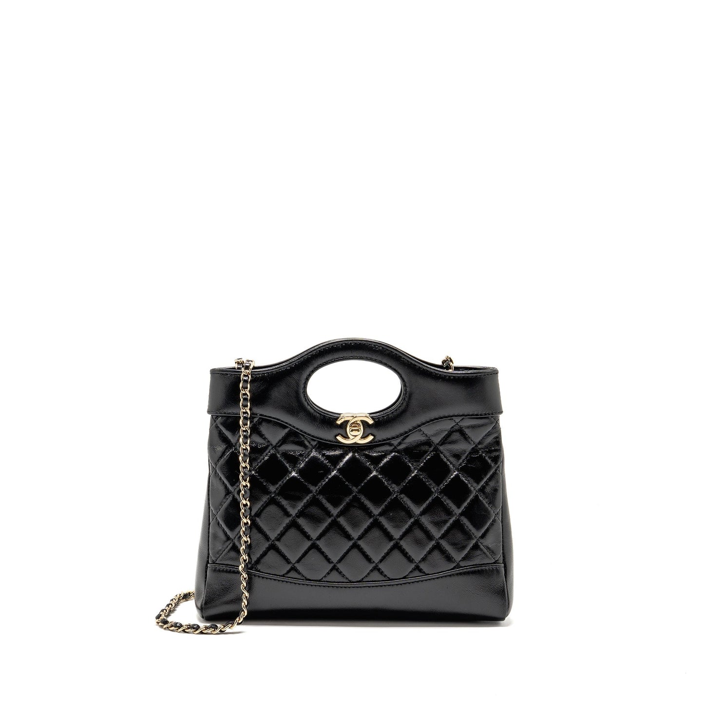 Chanel 31 Shiny Lambskin LGHW Microchip Black Mini Bag Lghw Microchip