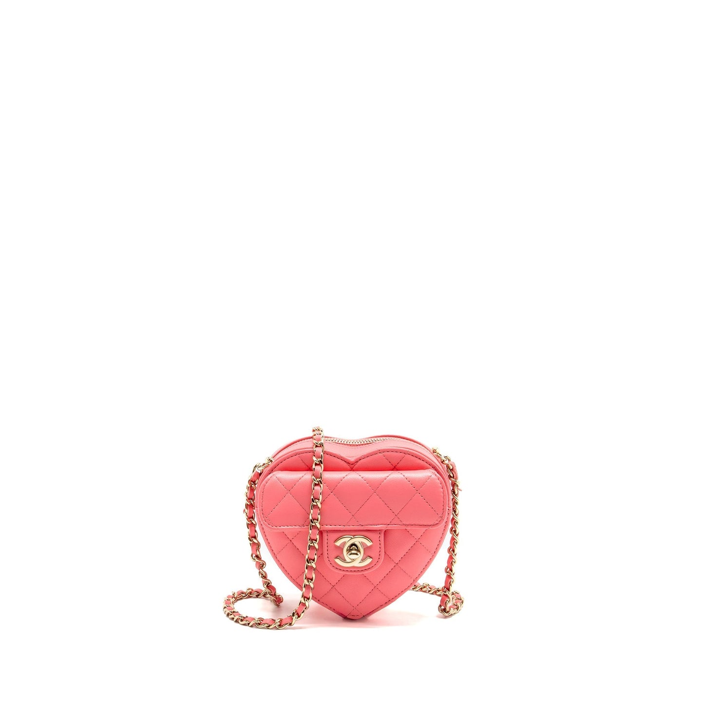 Chanel heart Lambskin LGHW Pink Small Handbag