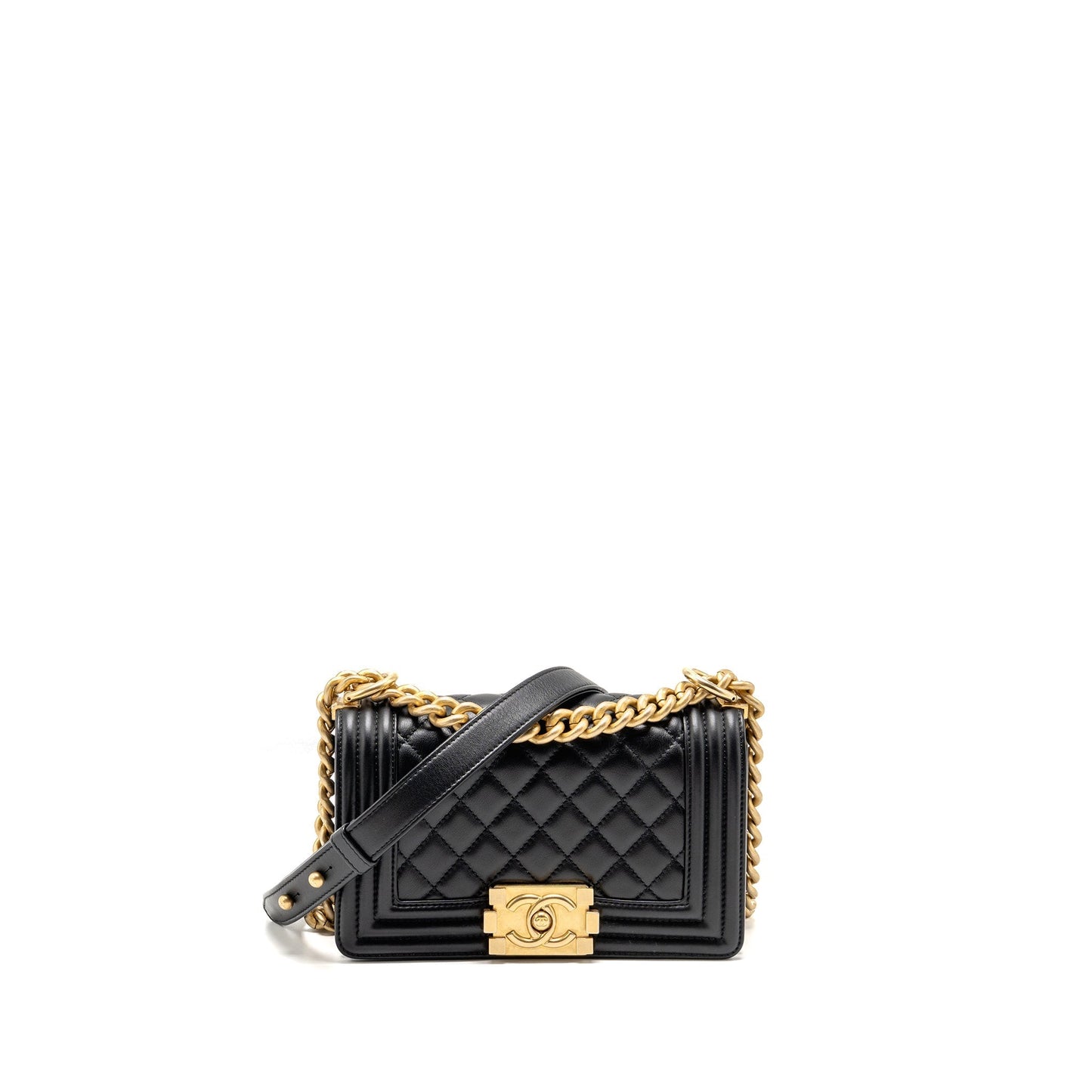Chanel Boy Calfskin GHW microchip Black Small Handbag Black Ghwmicrochip