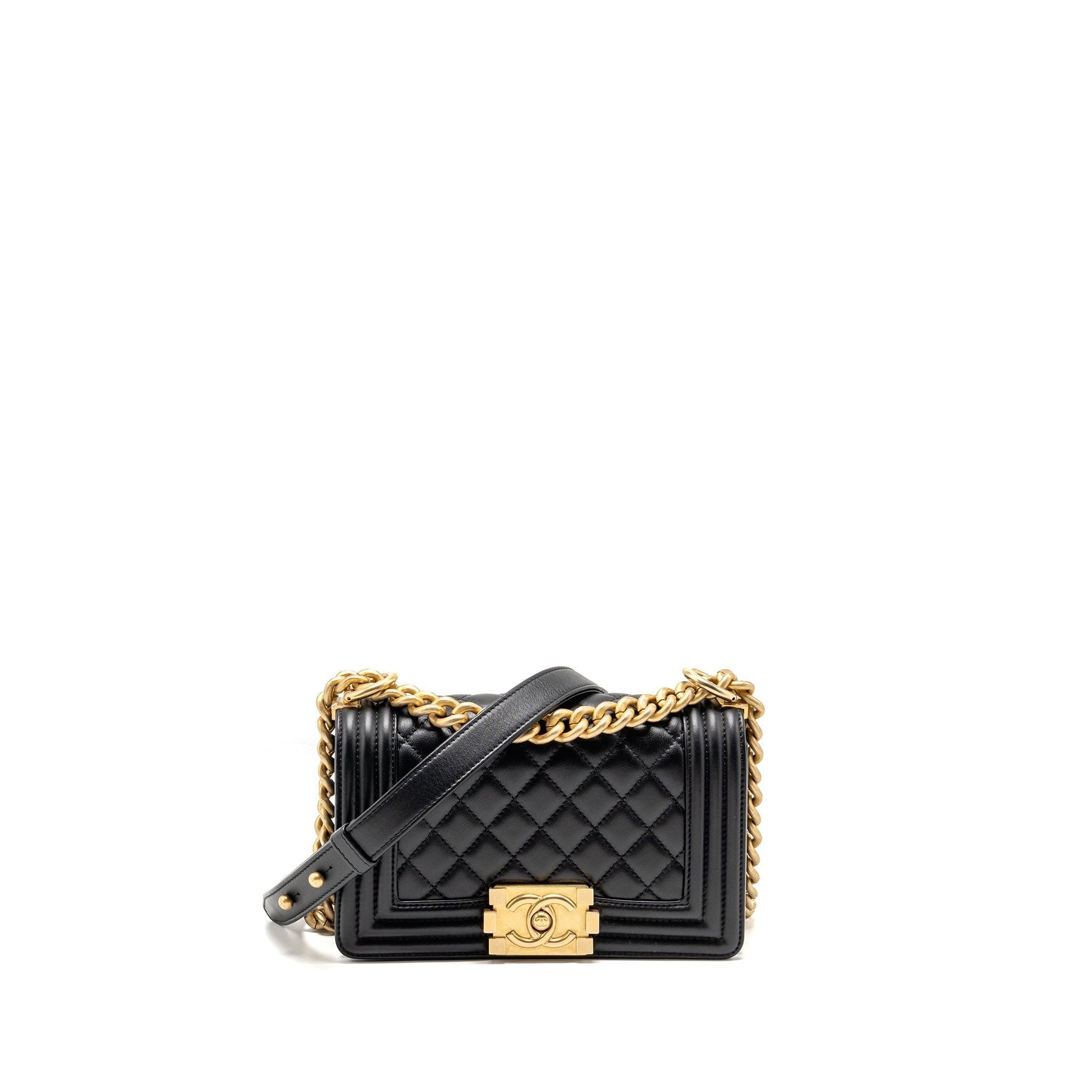 Chanel Boy Calfskin GHW microchip Black Small Handbag Black Ghwmicrochip