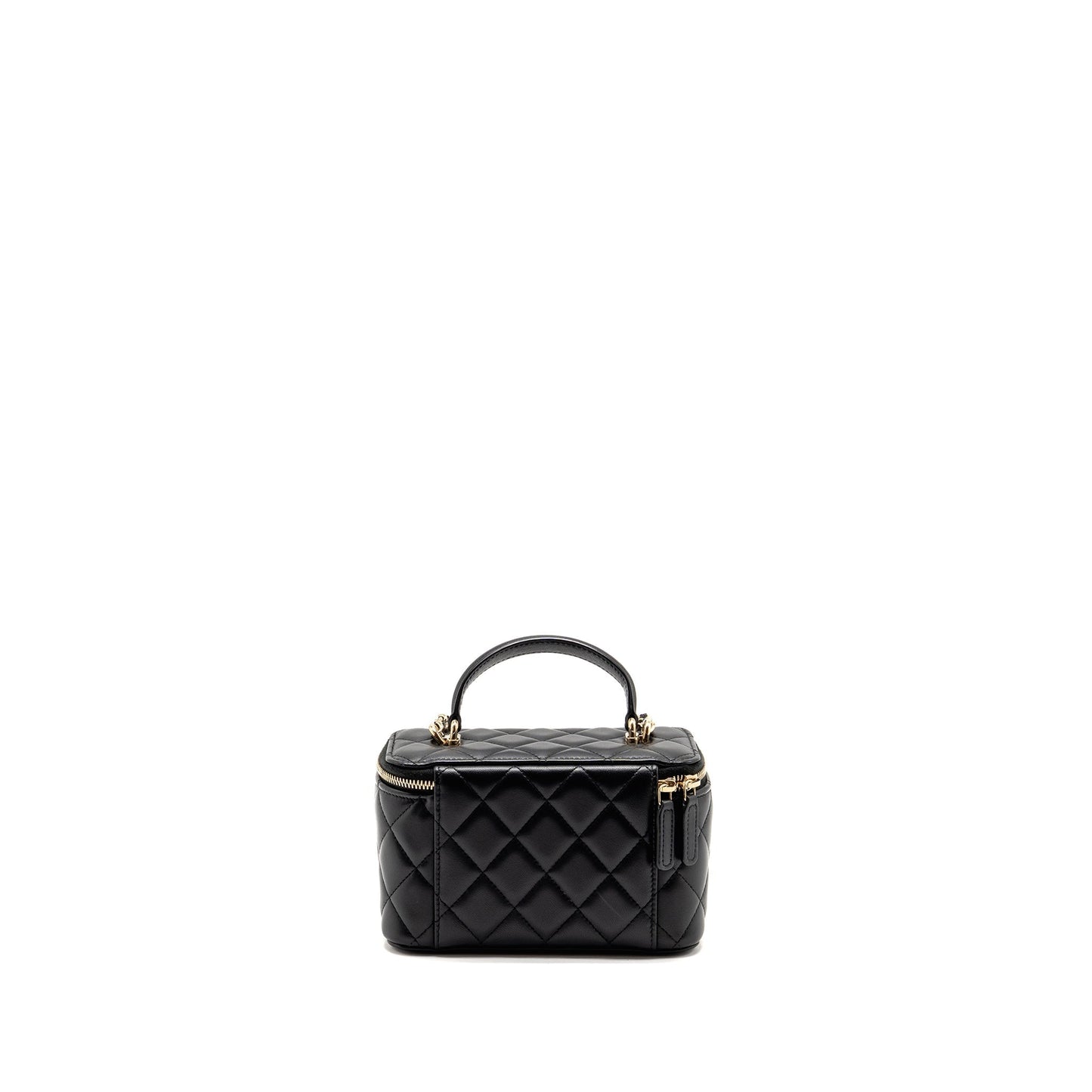 Chanel Top Handle Long Vanity Lambskin LGHW Black Handbag 9