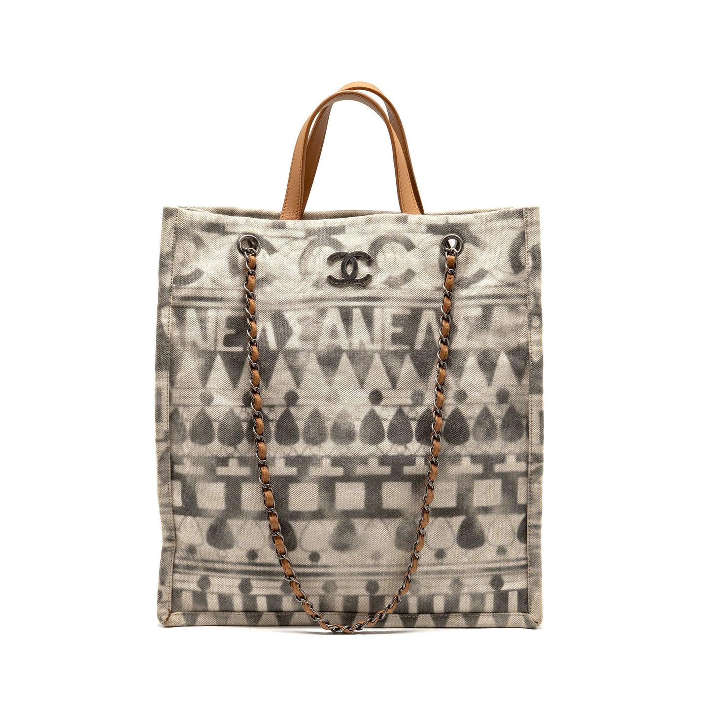 Chanel Iliad Shopping printed Multicoloured SHW Canvas Leather Tote Bag